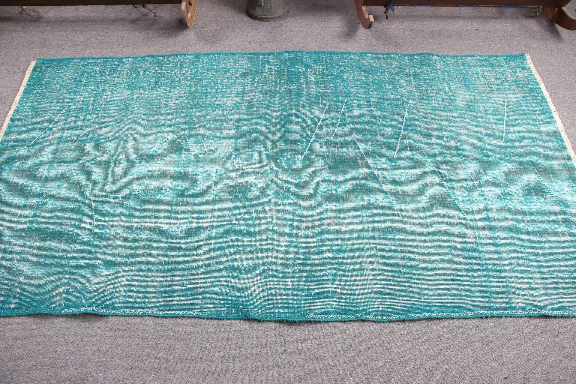 Dining Room Rug, Floor Rugs, 3.7x7 ft Area Rugs, Turkish Rug, Vintage Rug, Flatweave Rug, Rugs for Kitchen, Green Bedroom Rug