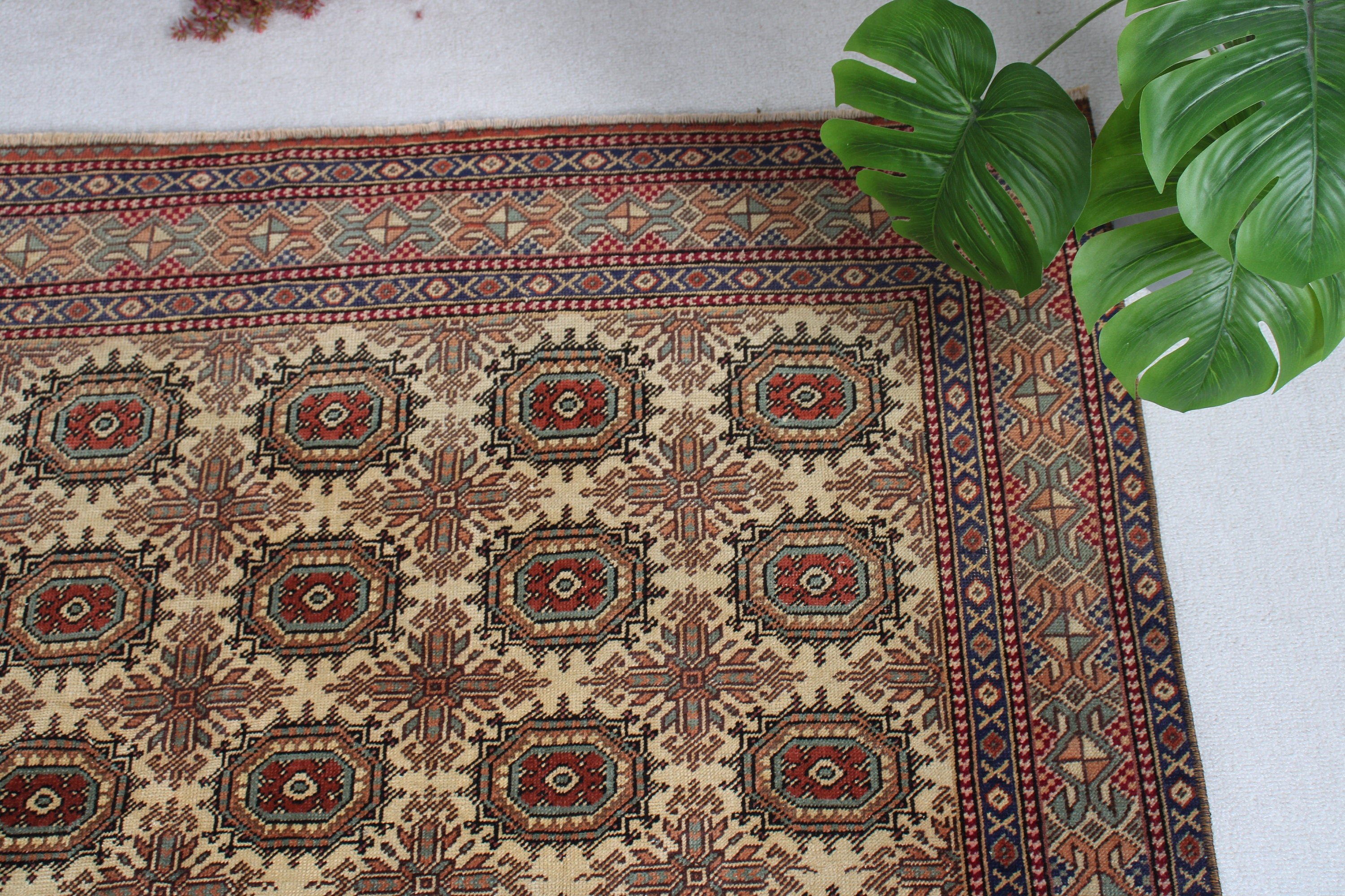 Beige  4.4x6.8 ft Area Rugs, Anatolian Rug, Vintage Rug, Bedroom Rug, Neutral Rug, Living Room Rugs, Office Rugs, Turkish Rug