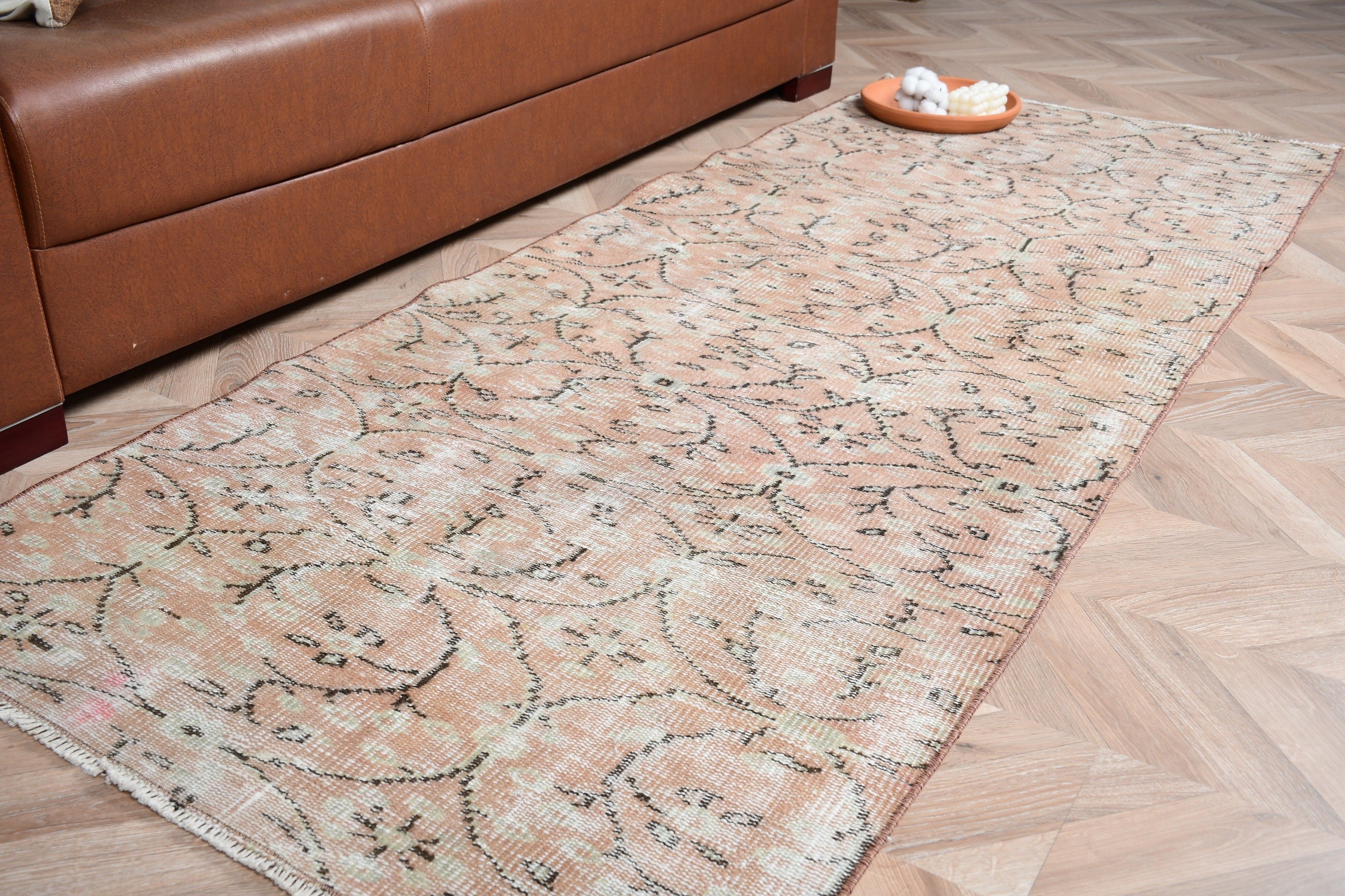 Oushak Rug, Turkish Rugs, 3x7.5 ft Runner Rug, Rugs for Stair, Beige Kitchen Rug, Vintage Rugs, Hallway Rug, Kitchen Rugs, Corridor Rug