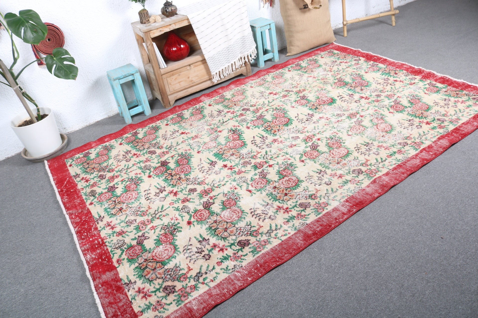 Living Room Rug, Vintage Rug, Oushak Rugs, Turkish Rug, Rugs for Dining Room, Antique Rug, Office Rugs, Bedroom Rugs, 5.6x8.8 ft Large Rug