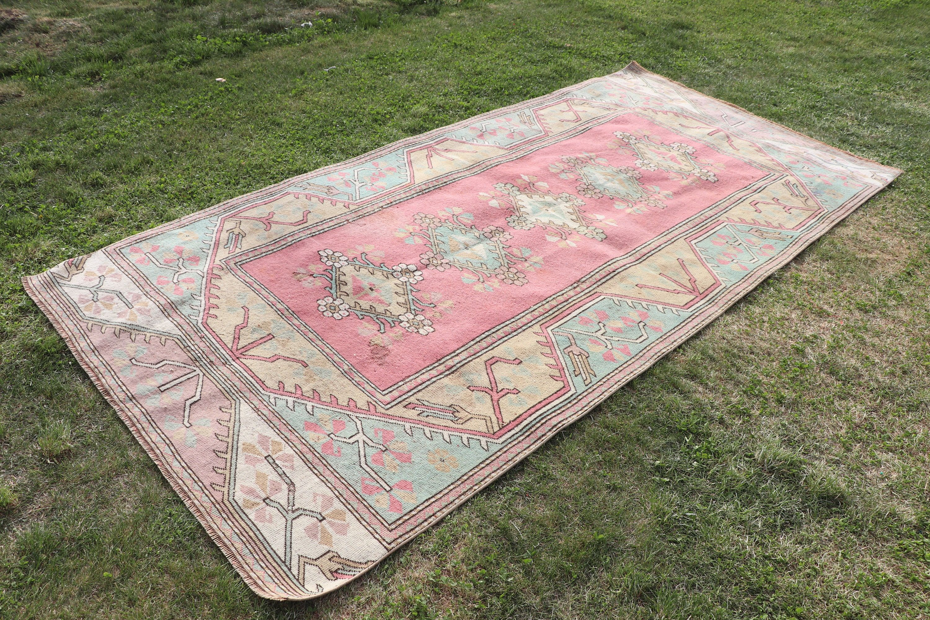 Oryantal Halı, 4.4x9.4 ft Büyük Halılar, Salon Halısı, Kırmızı Boho Halıları, Vintage Halı, Büyük Vintage Halı, Mutfak Halıları, Dekoratif Halılar, Türk Halıları