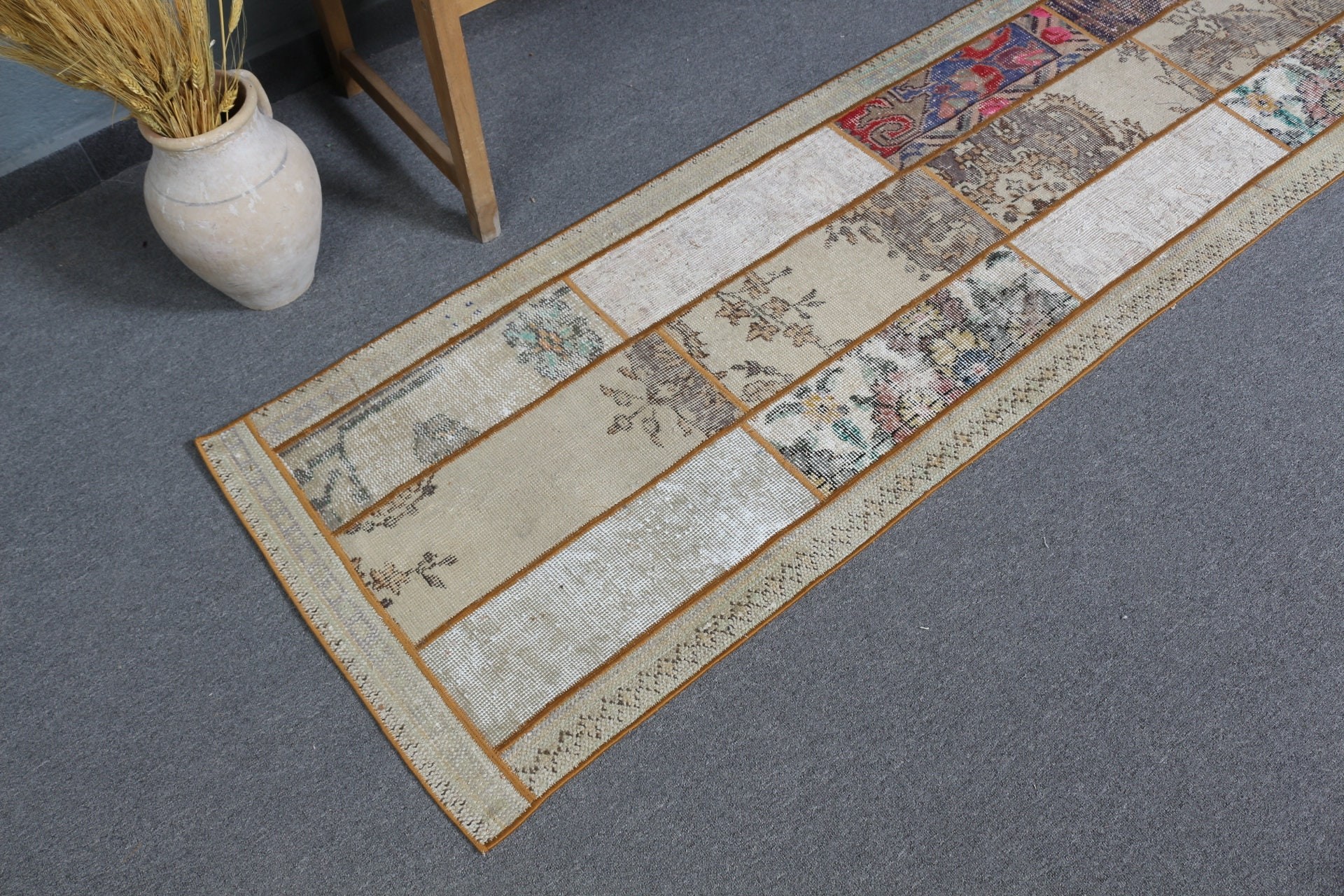 Pastel Rugs, Corridor Rugs, Anatolian Rugs, Vintage Rug, 2.2x7.2 ft Runner Rug, Turkish Rugs, Floor Rug, Beige Home Decor Rug, Hallway Rugs