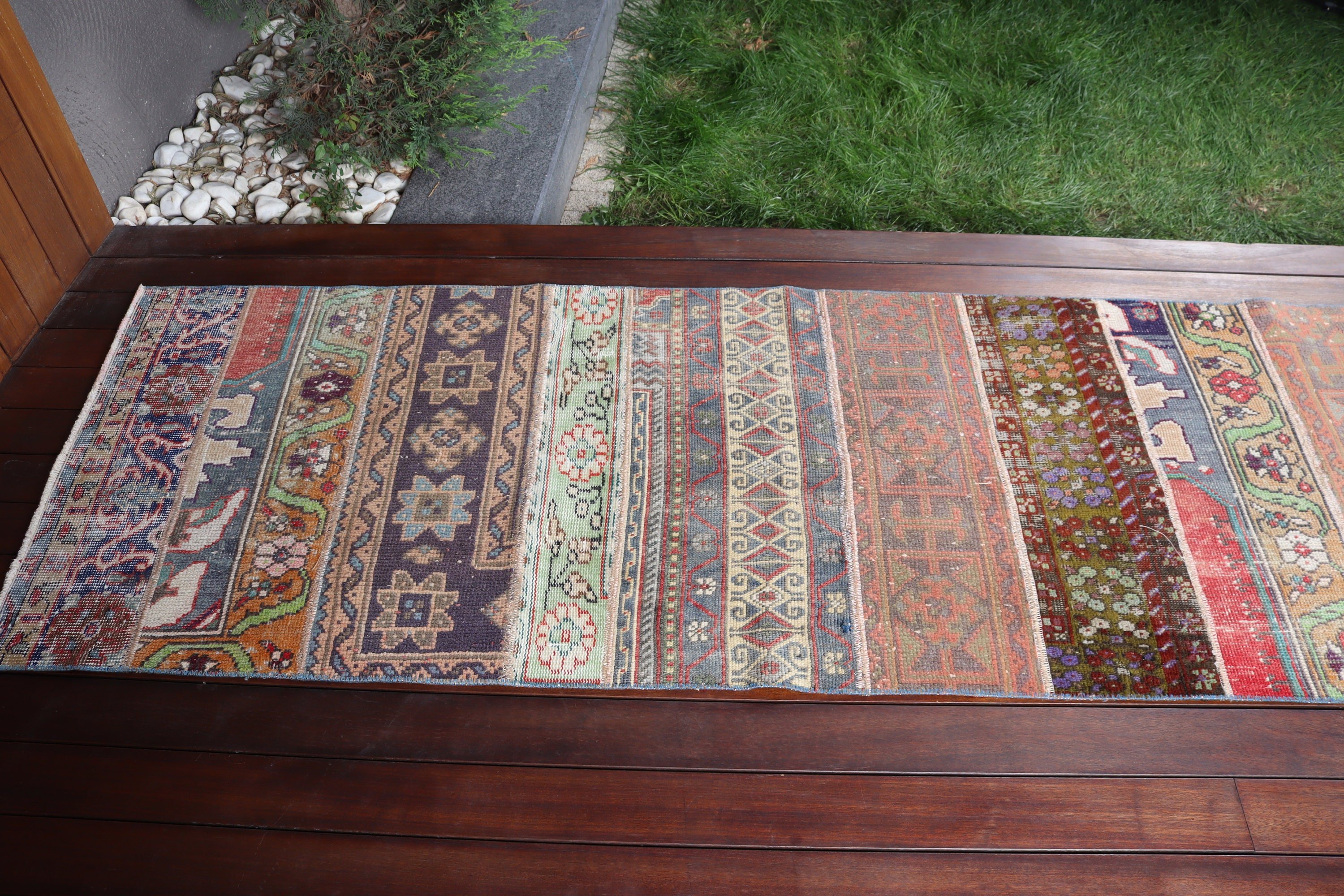 2.5x10 ft Yolluk Halıları, Koridor Halıları, Turuncu Geometrik Halılar, Nötr Halı, Yer Halıları, Türk Halıları, Vintage Halılar, Mutfak Halıları