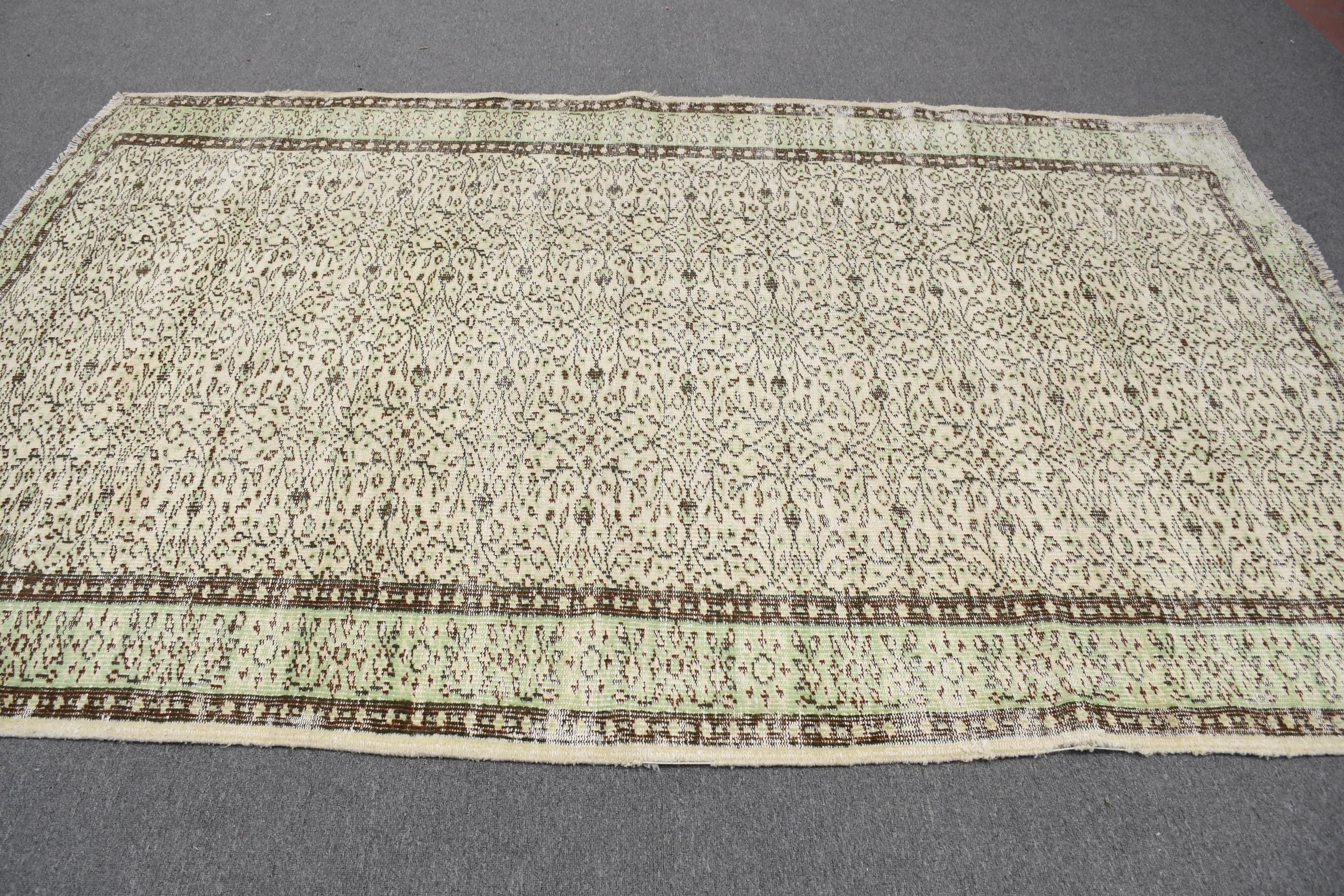 Vintage Rugs, Dining Room Rugs, Turkish Rug, 5.8x9.1 ft Large Rug, Living Room Rugs, Aztec Rugs, Oushak Rug, Green Oushak Rug