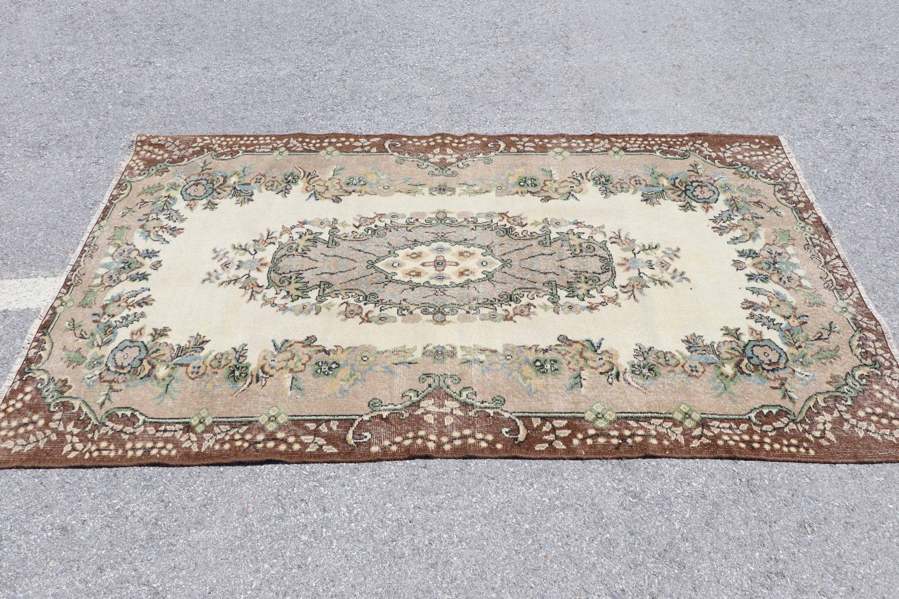 Turkish Rug, Dining Room Rug, Oriental Rug, Nursery Rugs, Vintage Rug, Outdoor Rug, 4.6x7.7 ft Area Rug, Brown Oriental Rugs