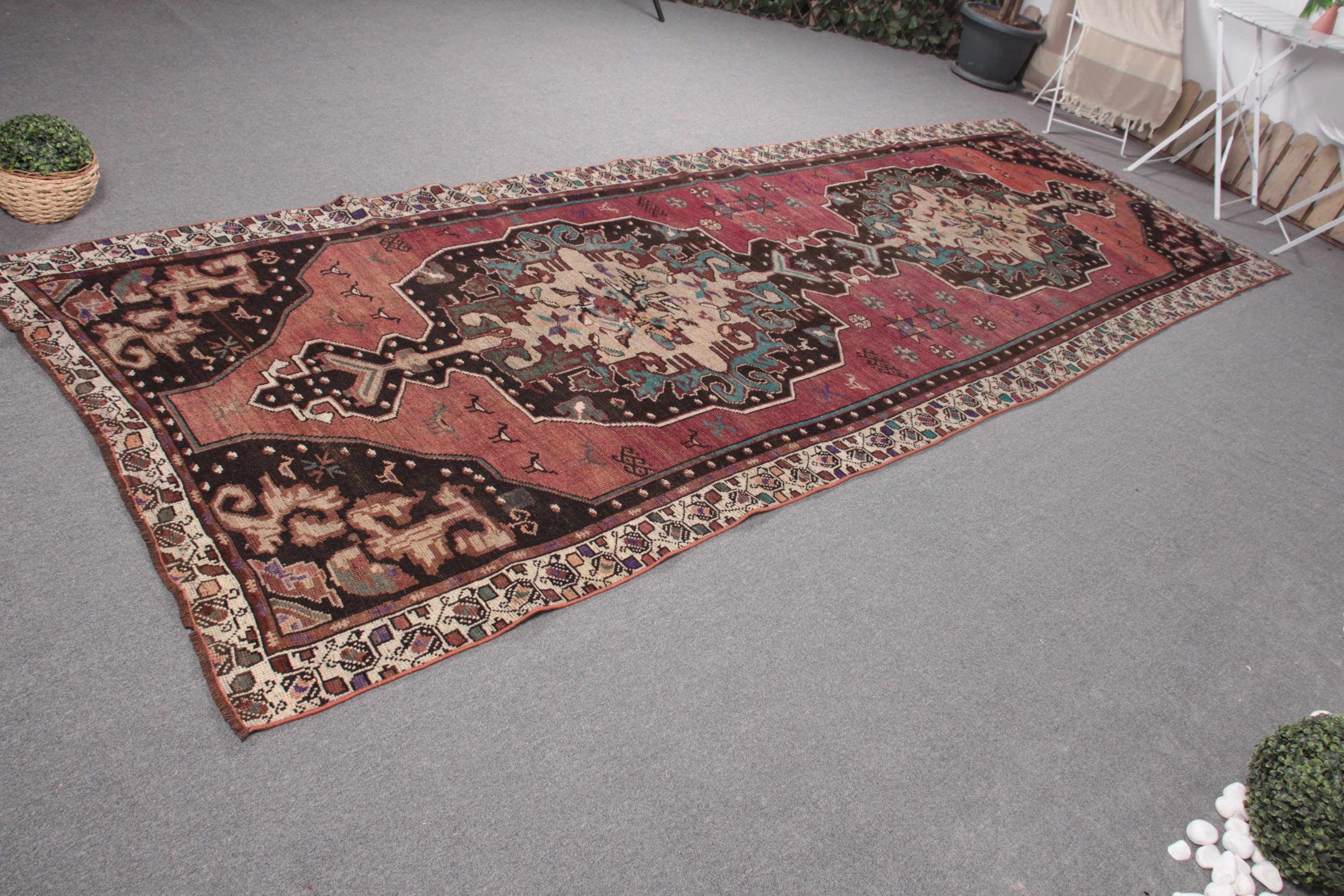 Vintage Rugs, Home Decor Rugs, Corridor Rug, Anatolian Rugs, Kitchen Rug, Floor Rug, Turkish Rug, Red  4.5x12.9 ft Runner Rugs