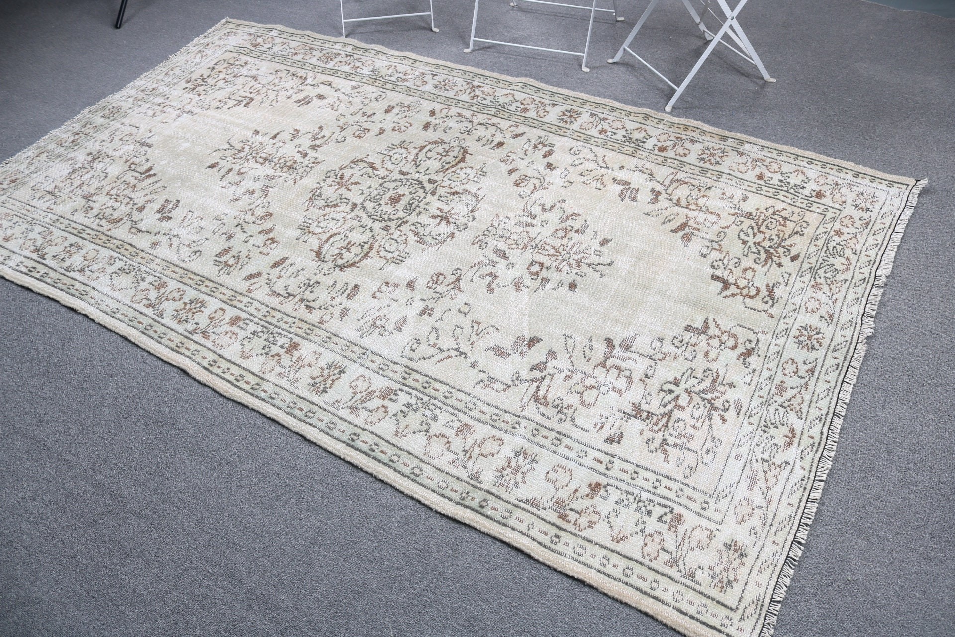 Bohemian Rugs, Floor Rugs, Living Room Rugs, Turkish Rug, 5x8.6 ft Large Rugs, Dining Room Rugs, Gray Neutral Rug, Wool Rugs, Vintage Rug