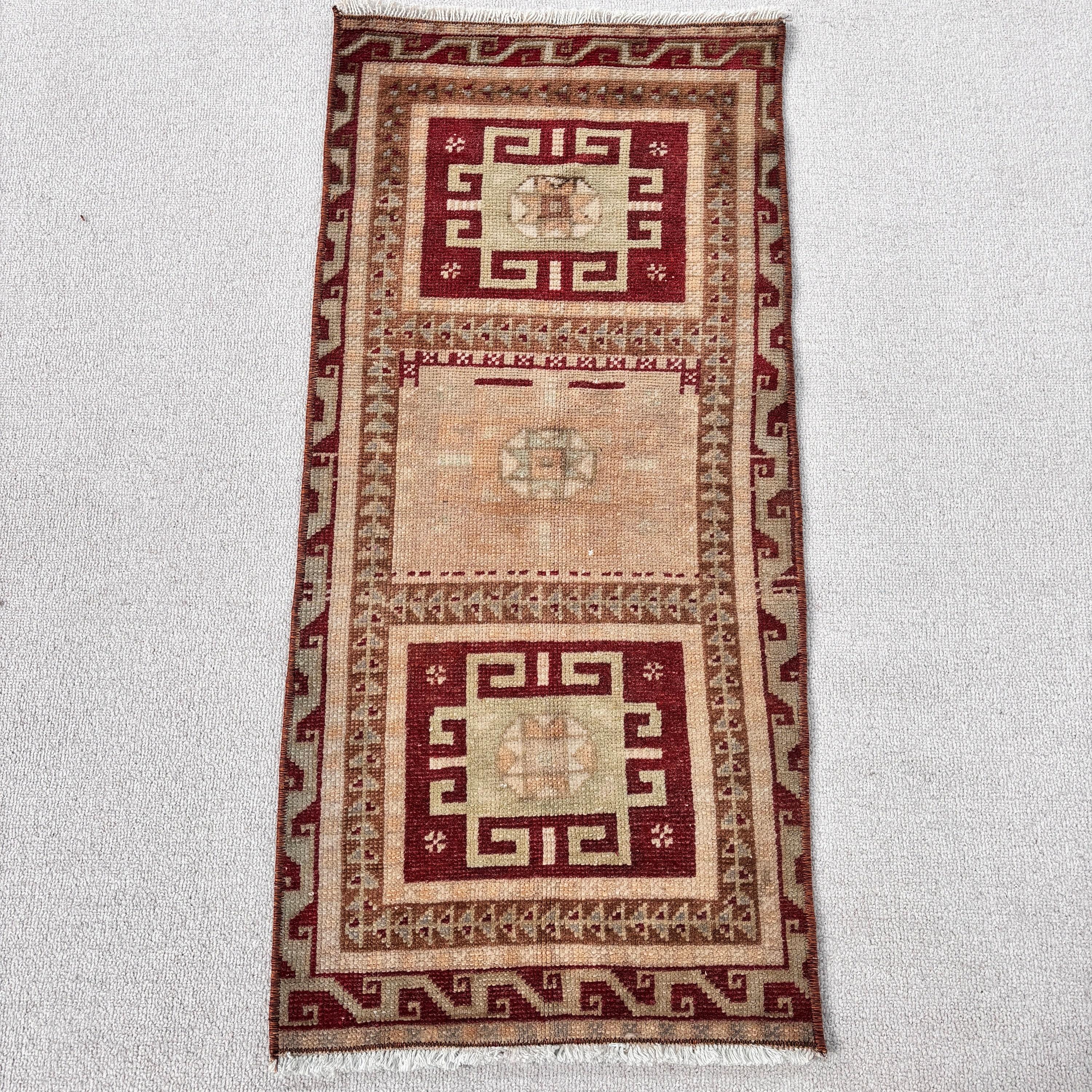 Antika Halı, Nötr Halı, Küçük Boho Halılar, Etnik Halı, Vintage Halı, Sarı Boho Halı, Türk Halıları, Mutfak Halıları, 1.4x3.1 ft Küçük Halılar