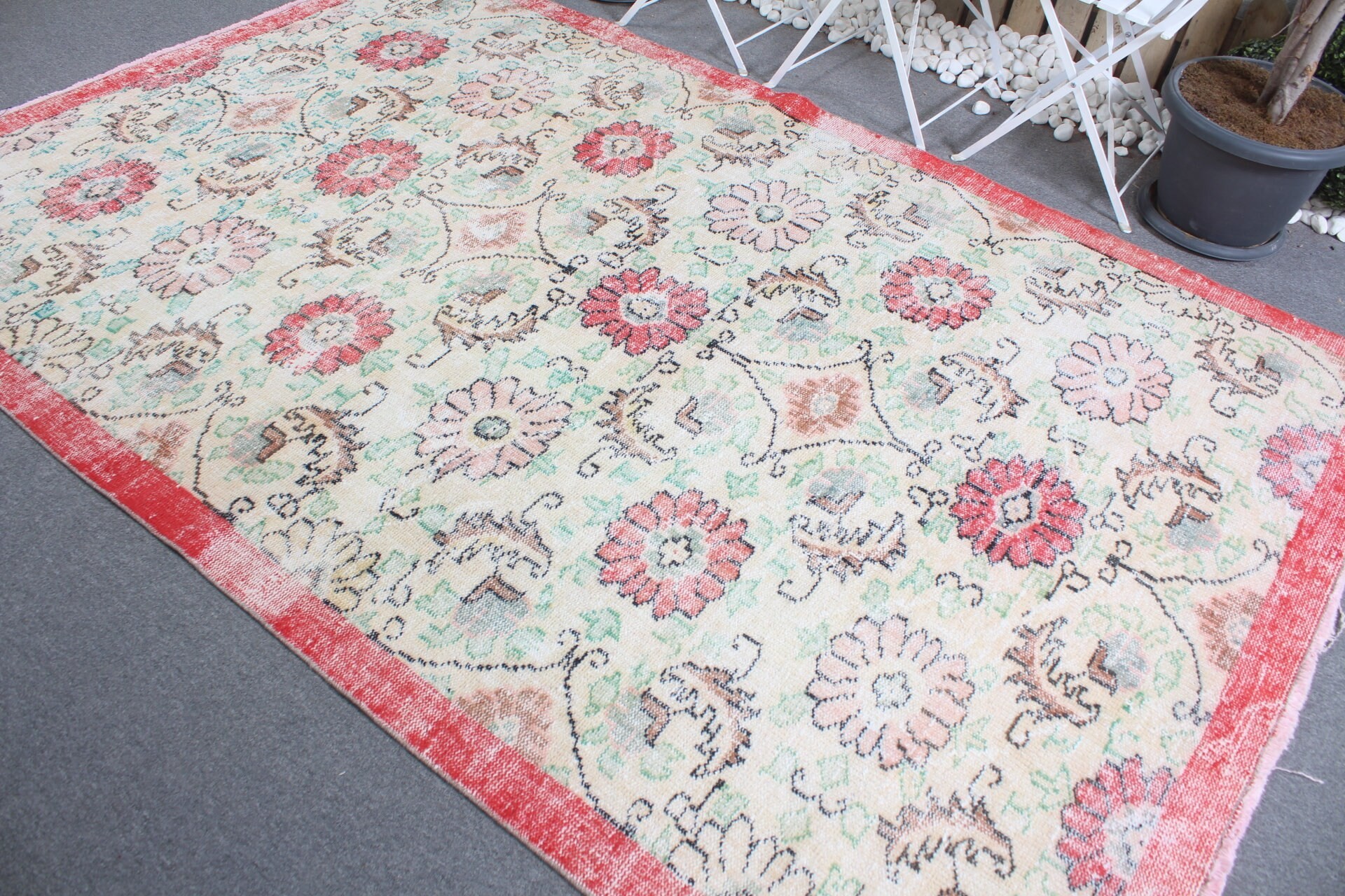 6x9.1 ft Large Rug, Cool Rug, Vintage Rug, Floor Rug, Living Room Rug, Dining Room Rugs, Turkish Rug, Beige Floor Rug, Vintage Decor Rug