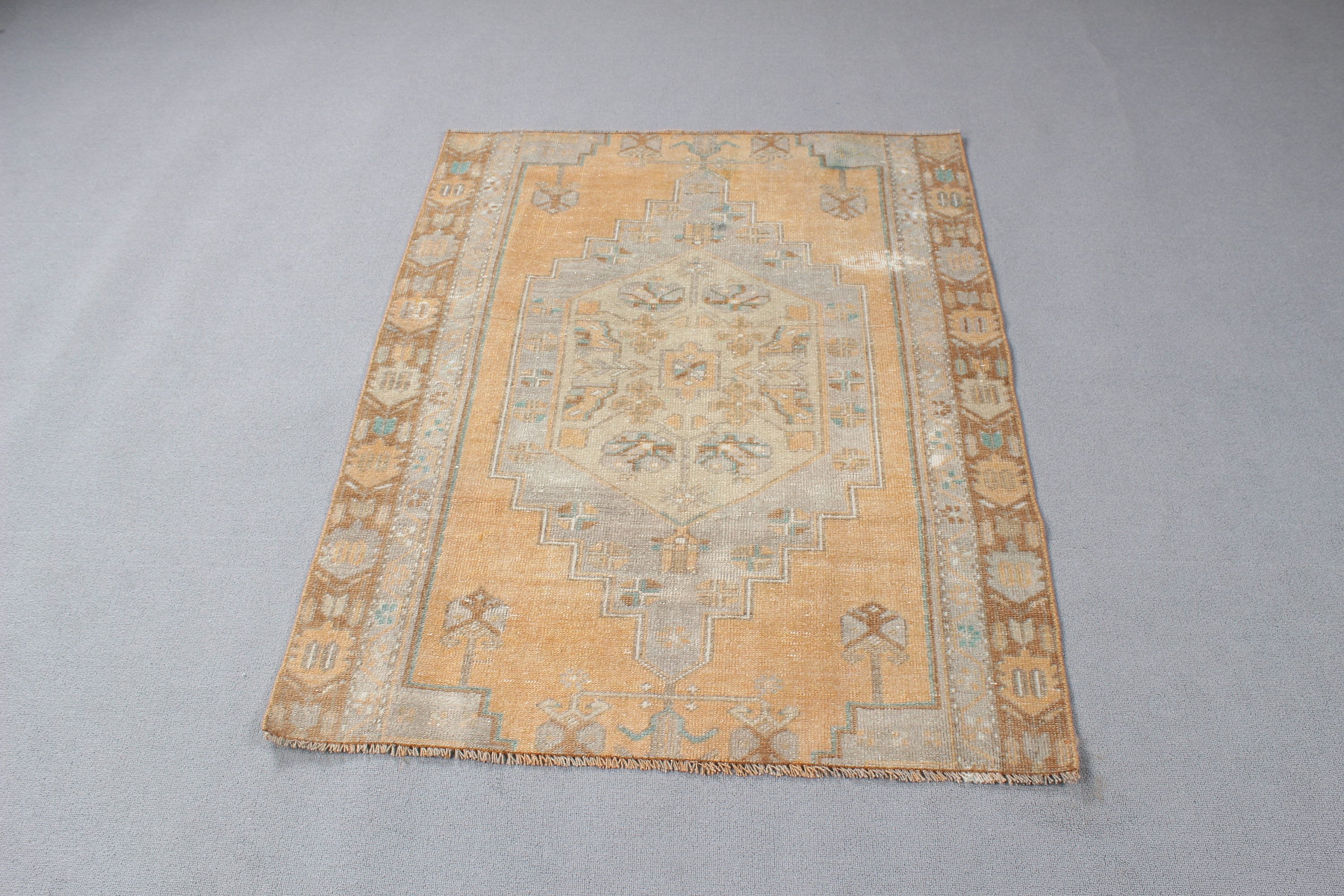 Bedroom Rugs, Small Area Rugs, Bronze Geometric Rugs, Entry Rugs, Ethnic Rugs, Vintage Rug, Cool Rug, Turkish Rug, 3.3x4.2 ft Small Rugs