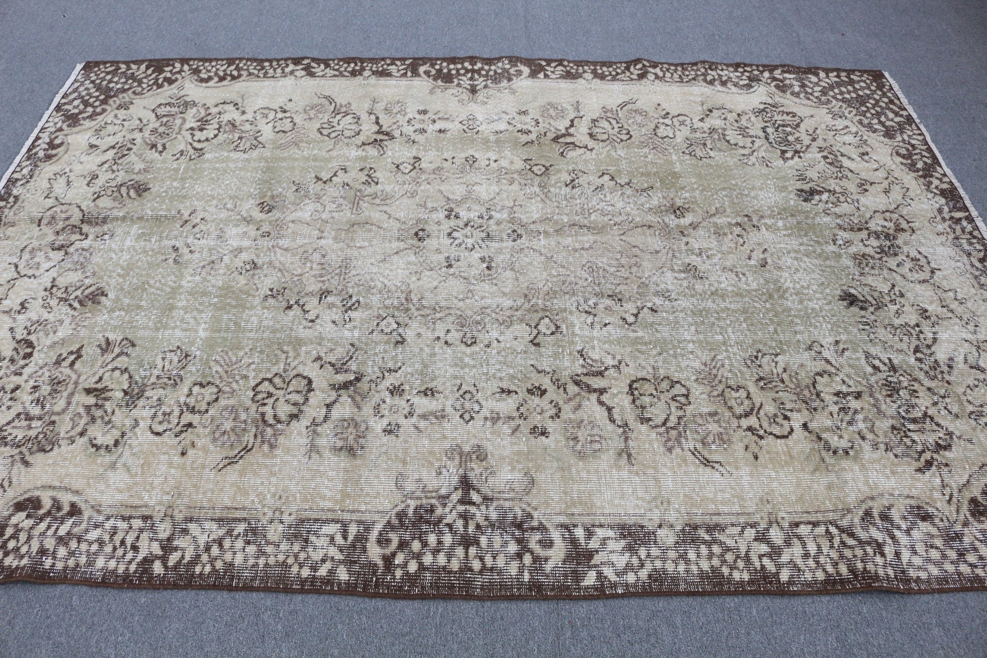 Anadolu Halısı, 5.7x8.4 ft Büyük Halılar, Türk Halısı, Kahverengi Soğuk Halı, Ev Dekorasyonu Halısı, Vintage Halılar, Yemek Odası Halısı, Oturma Odası Halıları