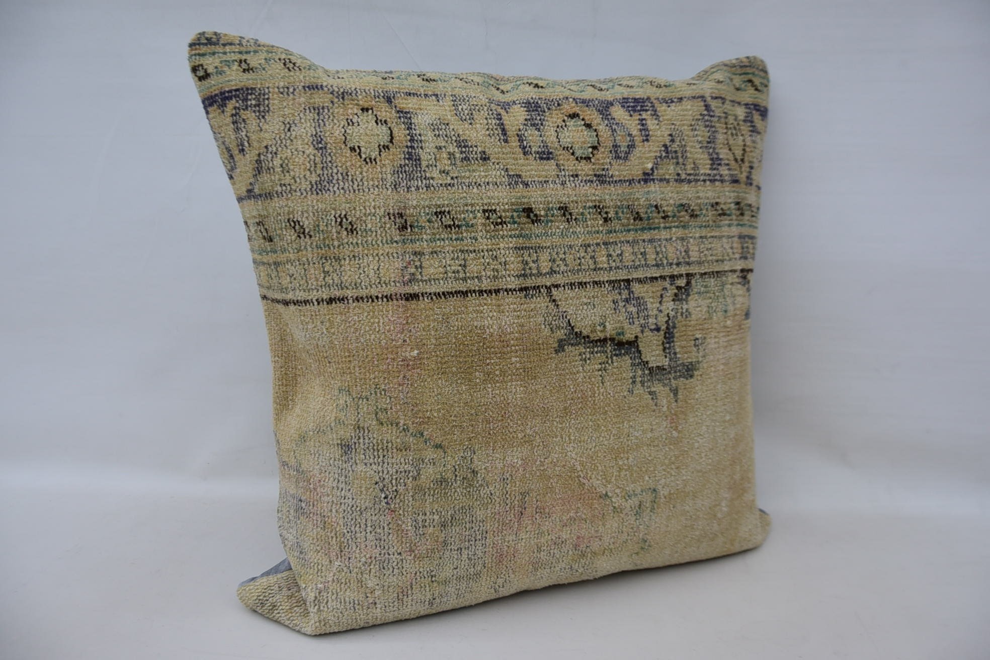 Antique Pillows, Kilim Pillow, One Of A Kind Pillow, Vintage Kilim Pillow, 32"x32" Beige Cushion Case