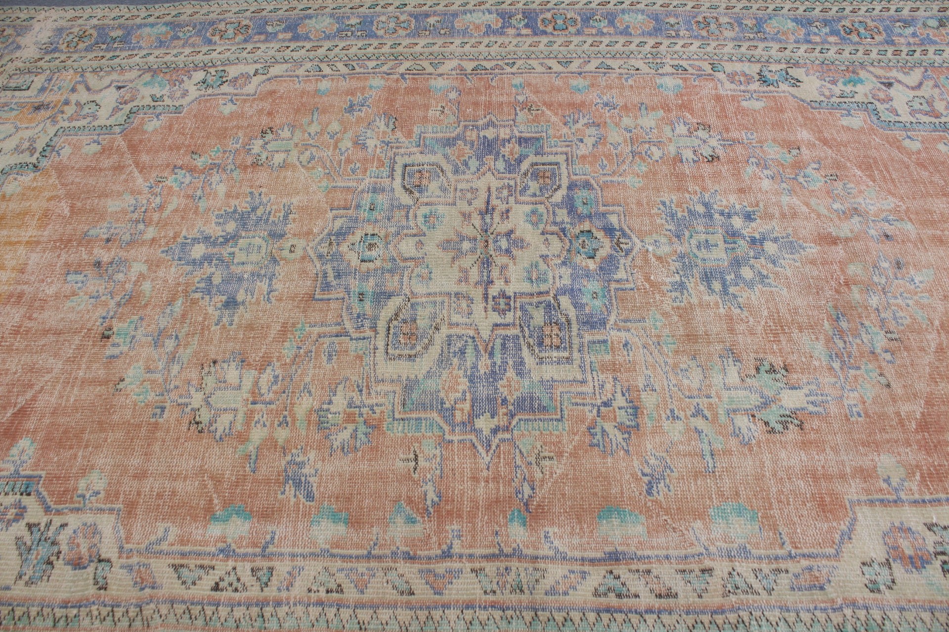 Salon Rugs, Oushak Rug, Vintage Rugs, Orange  7x10.5 ft Oversize Rug, Office Rug, Oriental Rugs, Saloon Rugs, Turkish Rug