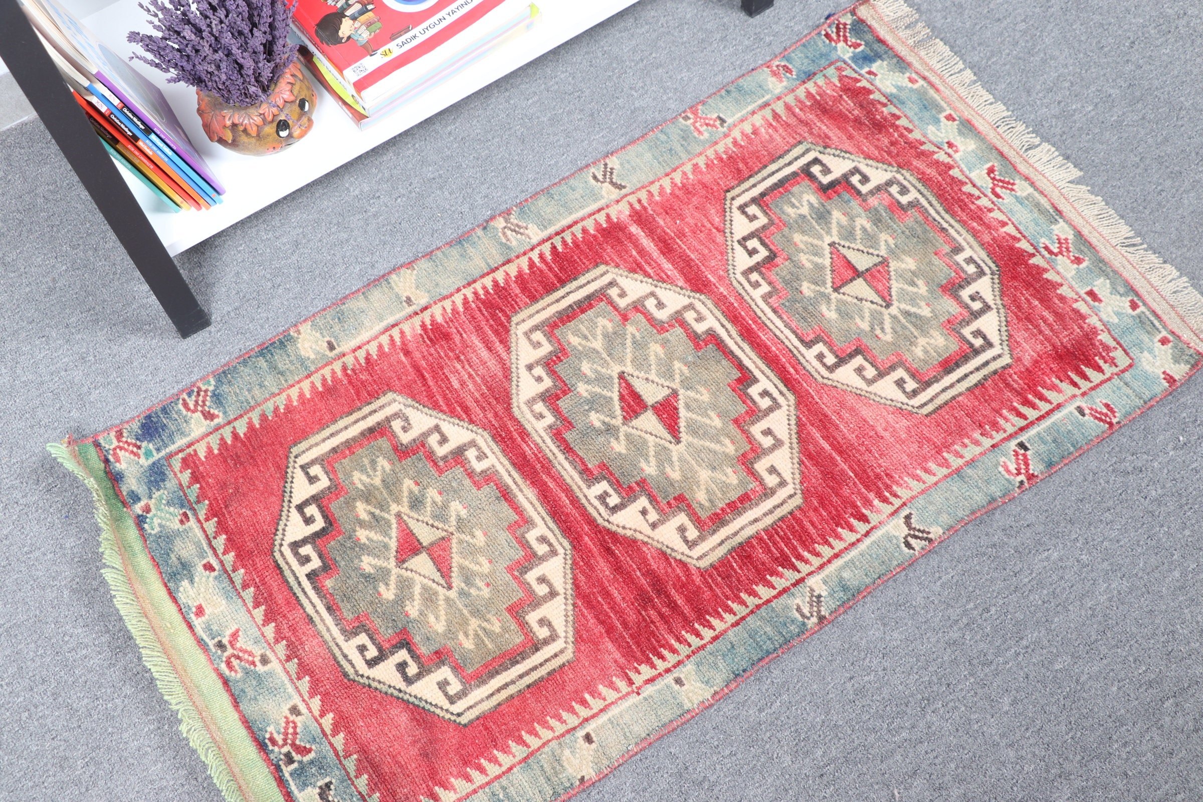 1.7x3.1 ft Small Rugs, Red Home Decor Rug, Rugs for Bath, Kitchen Rug, Turkish Rug, Bedroom Rug, Car Mat Rug, Vintage Rugs