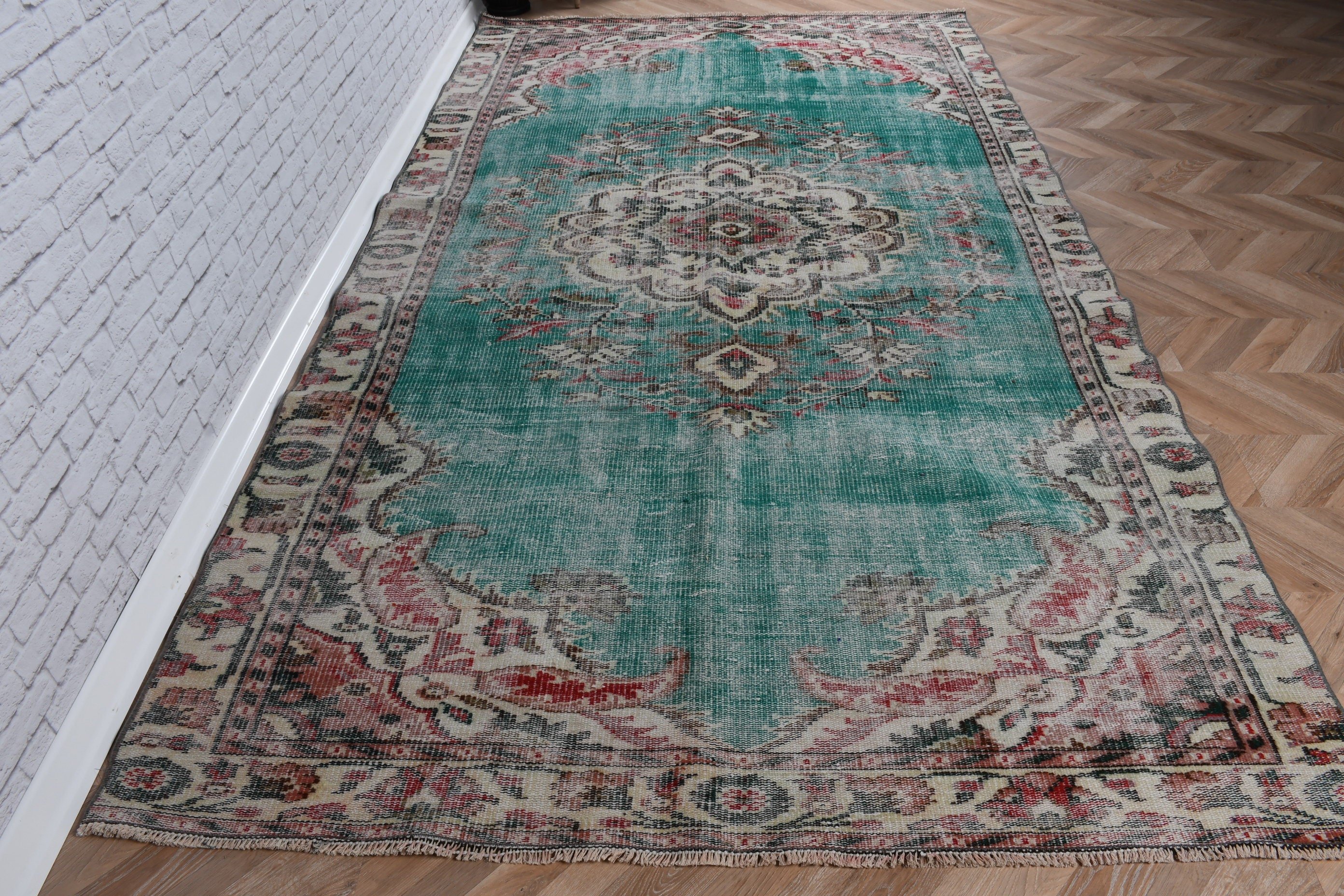 Turkish Rugs, Dining Room Rug, Large Boho Rug, Floor Rugs, 5.6x10.1 ft Large Rug, Vintage Rugs, Statement Rugs, Green Home Decor Rugs