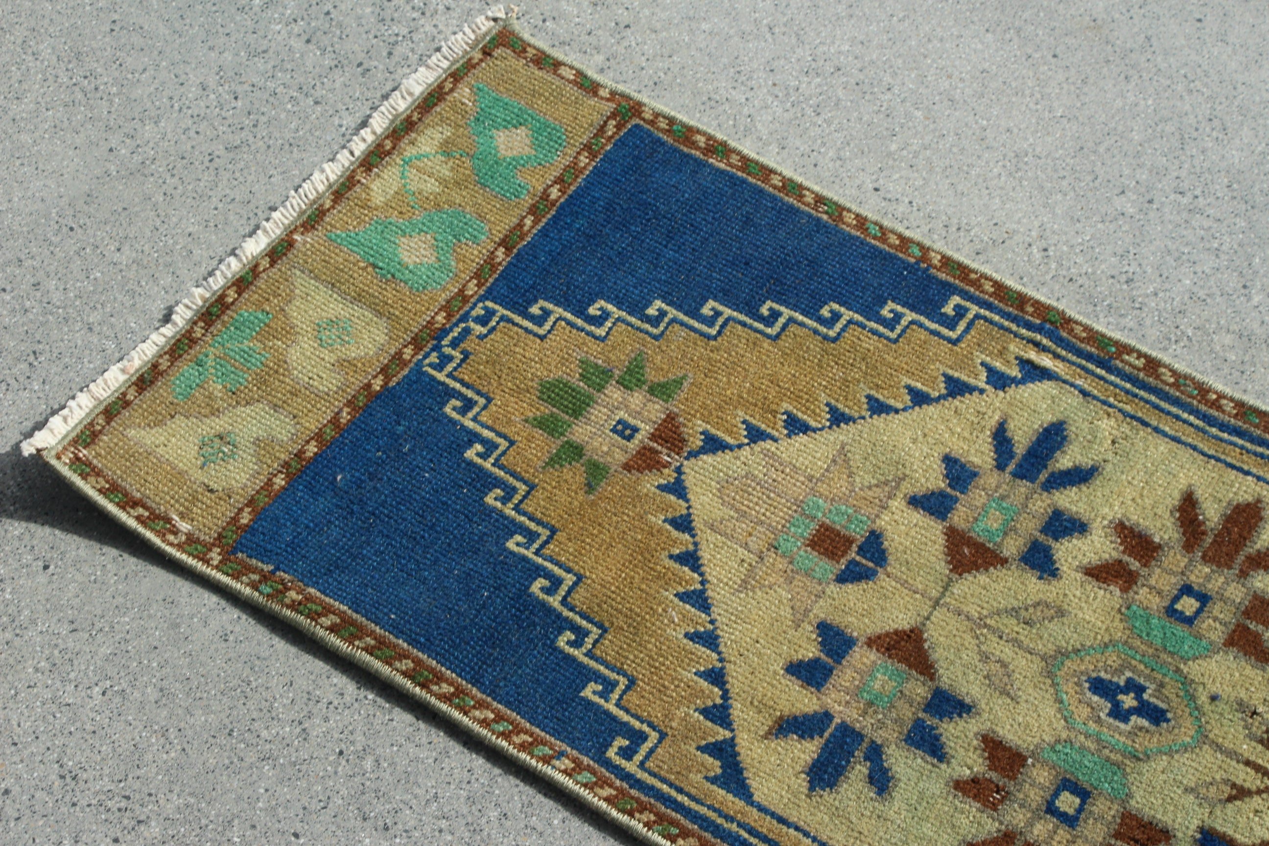 Türk Halısı, Duvara Asılı Halı, Fas Halısı, Boho Halıları, Mavi Fas Halıları, Vintage Halılar, Yatak Odası Halısı, Geometrik Halı, 1.2x3.3 ft Küçük Halı