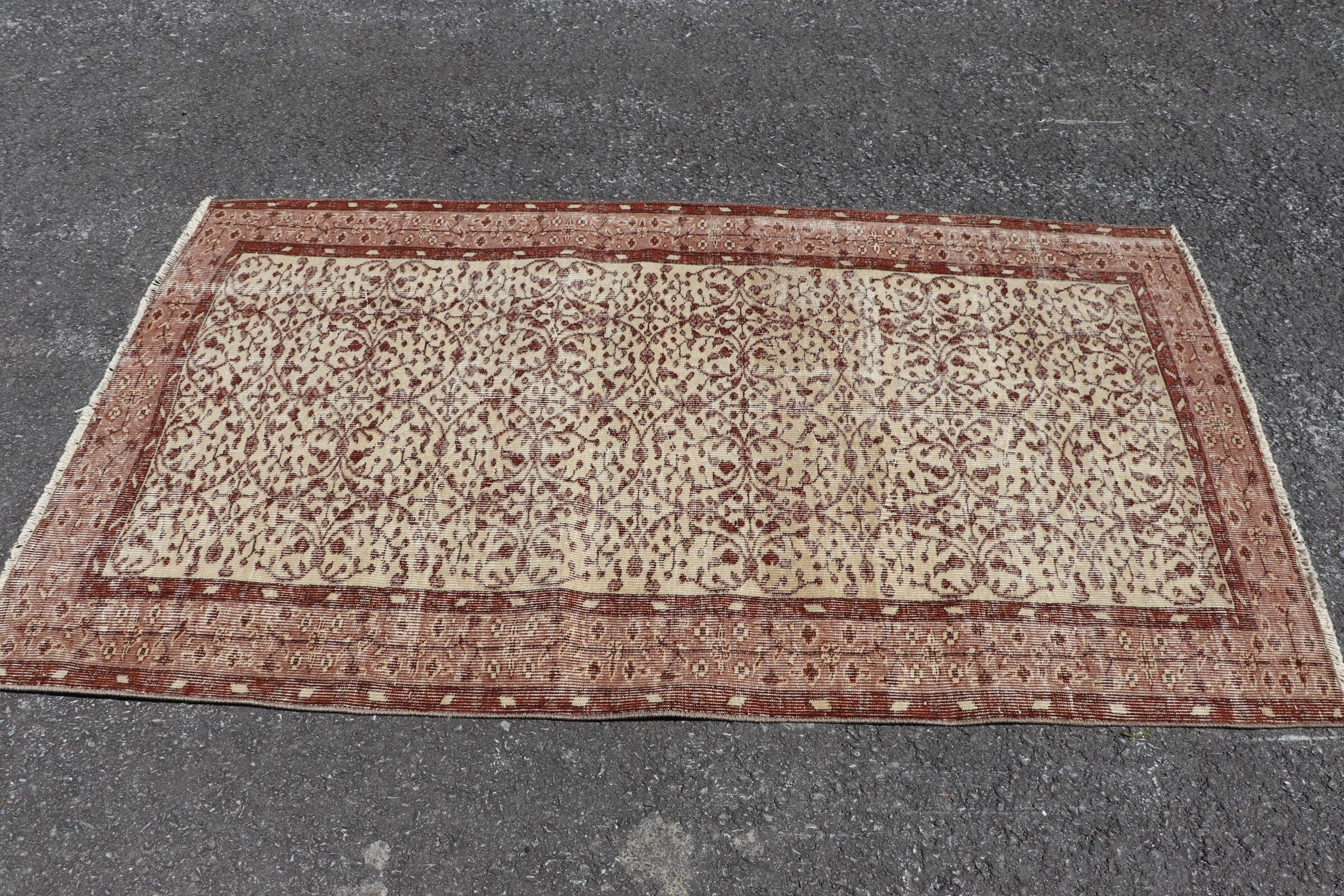 Floor Rug, Indoor Rugs, Turkish Rugs, Rugs for Indoor, Cute Rug, 3.8x6.6 ft Area Rug, Beige Moroccan Rugs, Vintage Rug