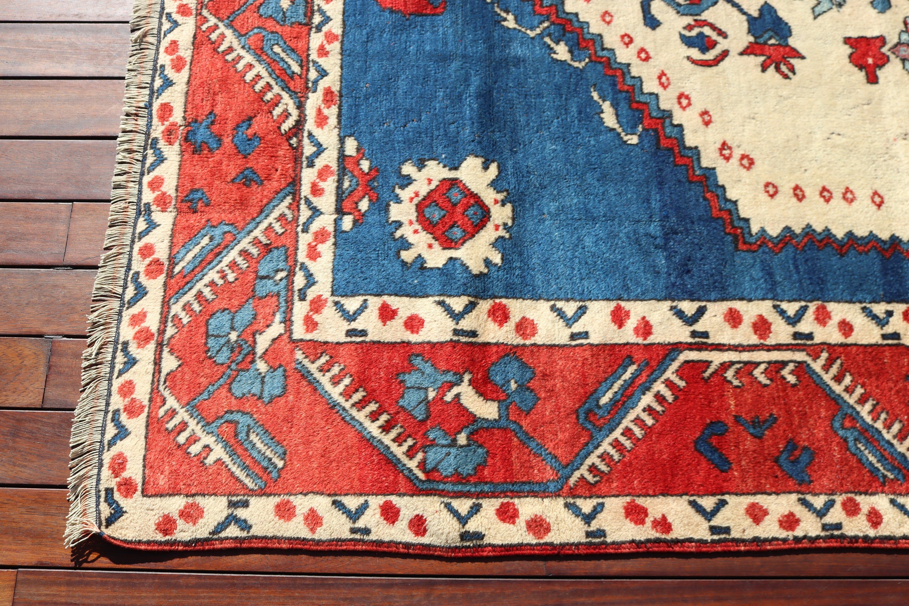 Ev Dekor Halıları, Oturma Odası Halısı, Mavi Lüks Halı, Nötr Halı, Büyük Vintage Halılar, Türk Halısı, Vintage Halı, 5.7x7.3 ft Büyük Halı