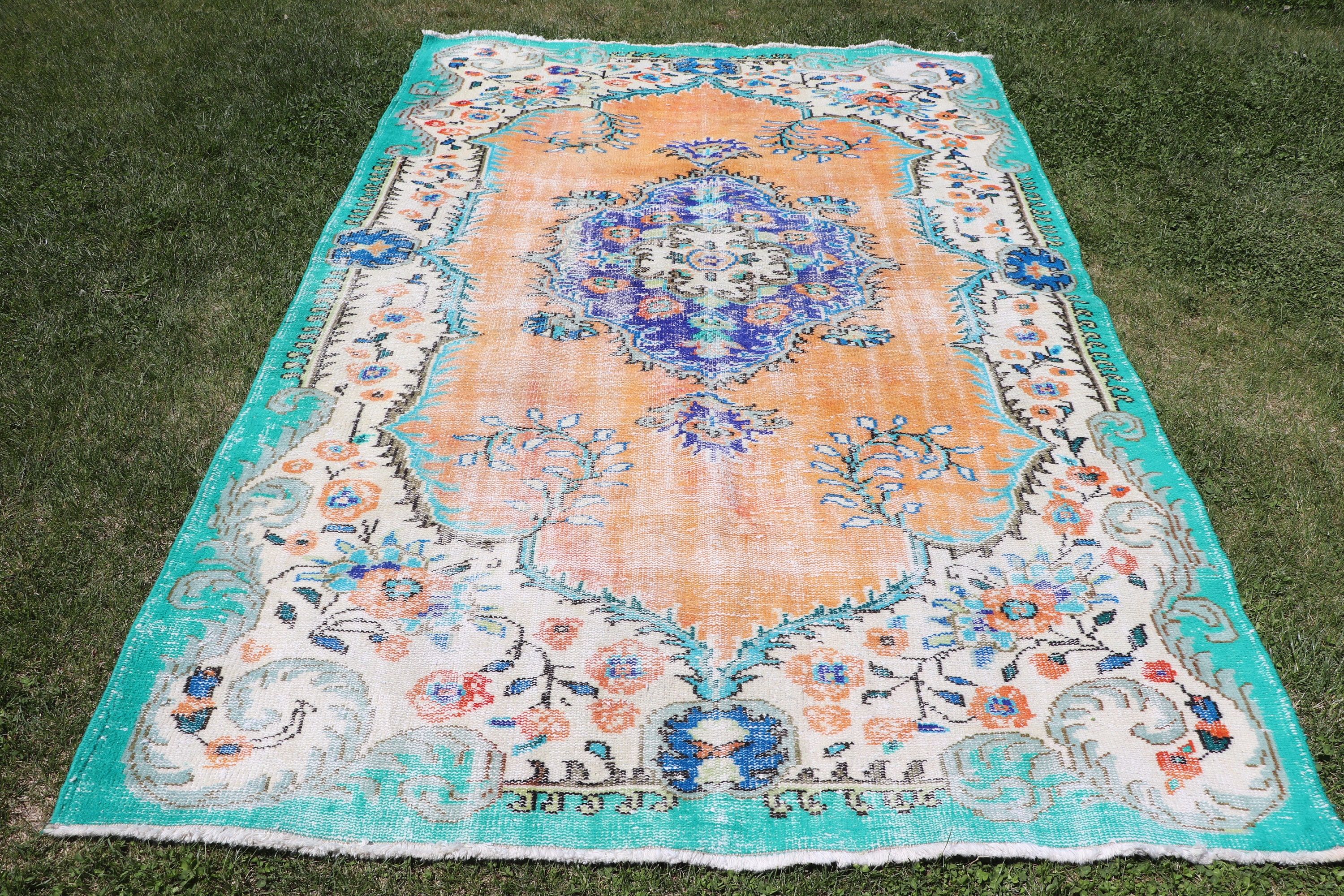 Vintage Rug, 5.7x8.7 ft Large Rug, Anatolian Rug, Turkish Rugs, Green Anatolian Rug, Large Vintage Rugs, Living Room Rugs, Statement Rug