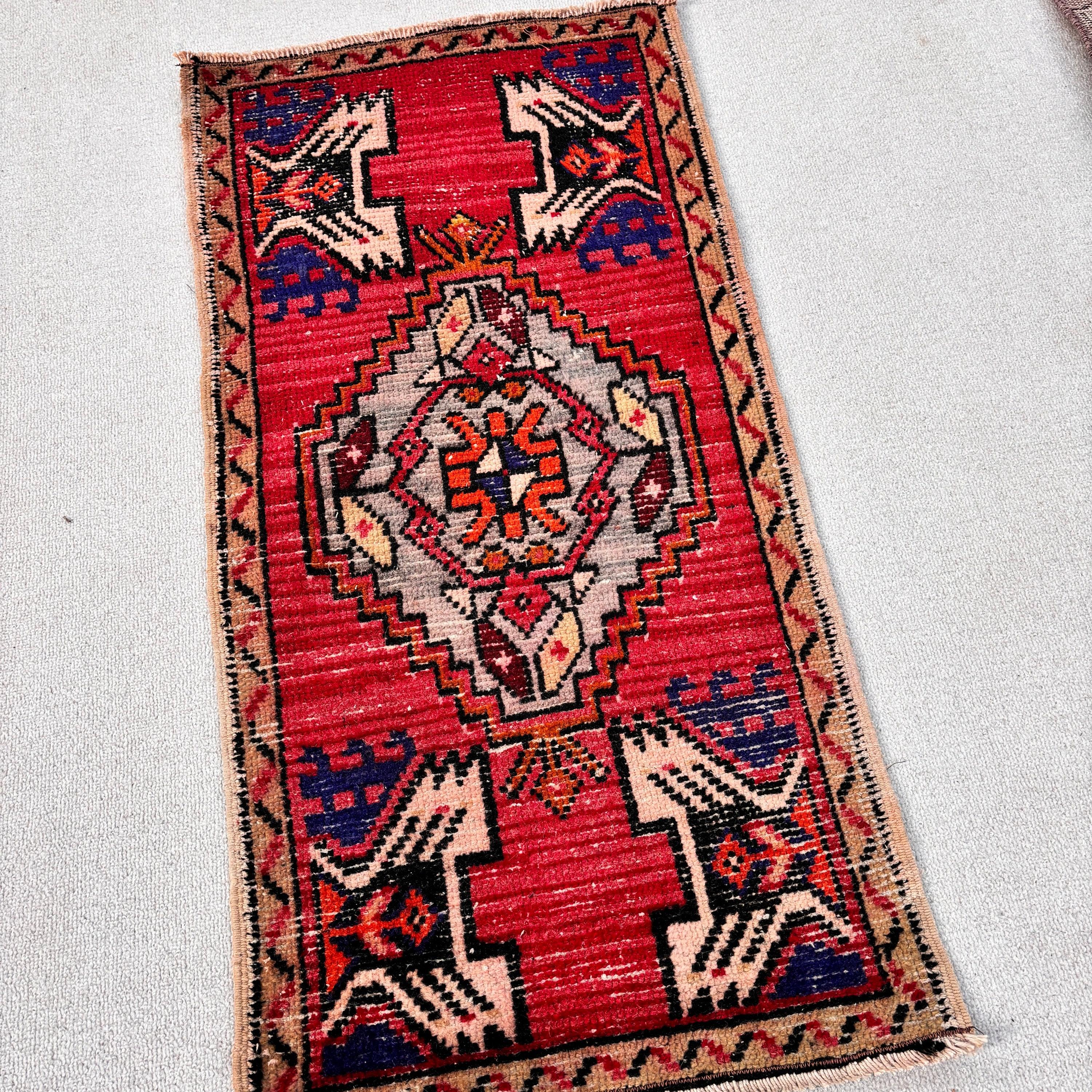 Rugs for Small Area, 1.6x3.3 ft Small Rugs, Oushak Rugs, Vintage Rugs, Red Floor Rugs, Bath Rug, Turkish Rug, Boho Rugs, Nursery Rug