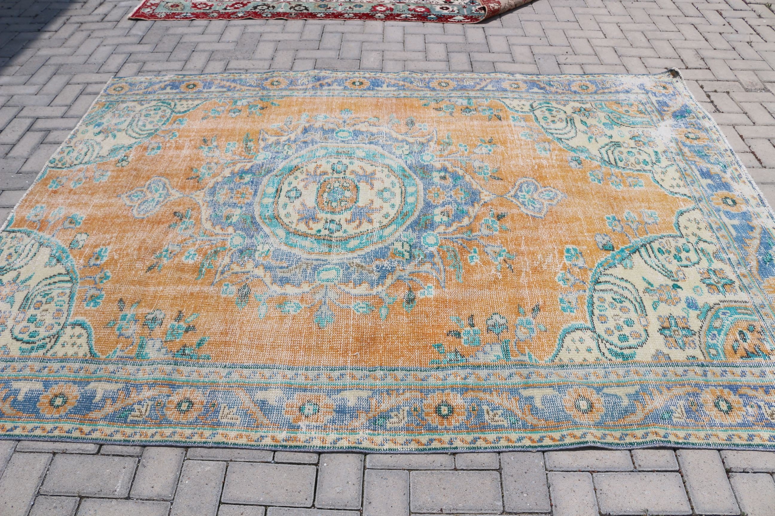 Floor Rug, Dining Room Rug, 6.1x8.4 ft Large Rug, Salon Rug, Orange Anatolian Rug, Turkish Rug, Vintage Rugs, Oriental Rug