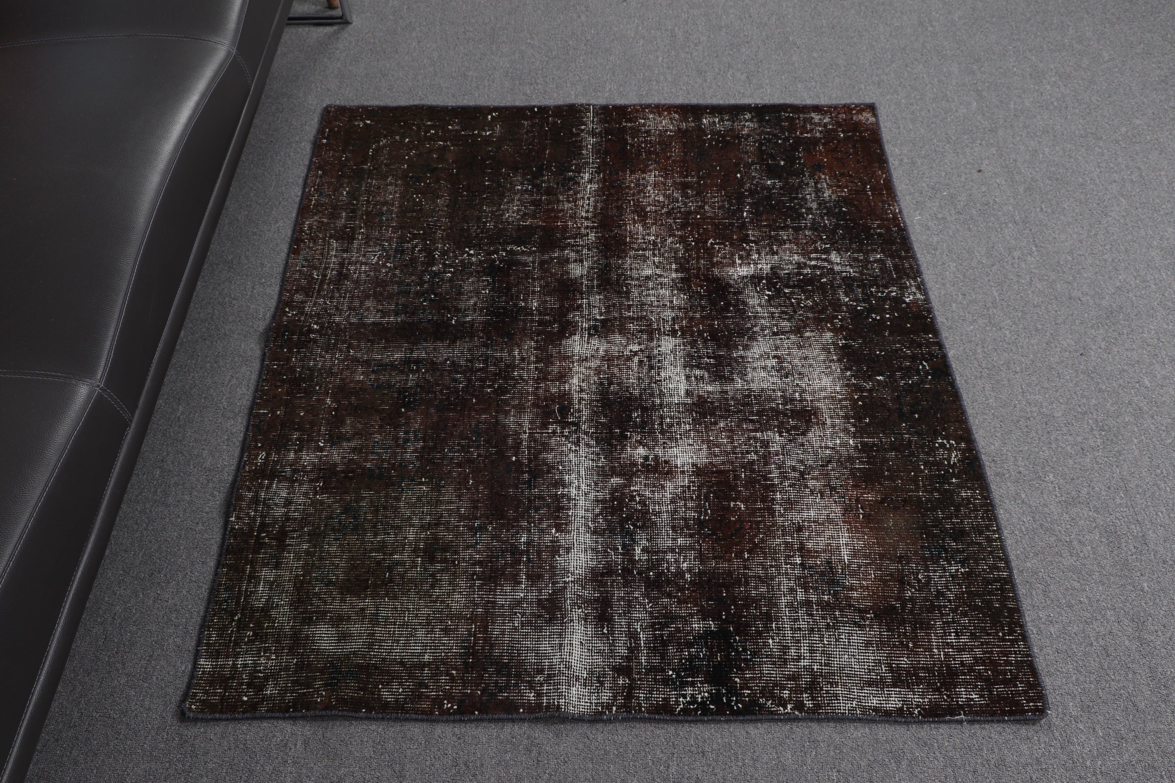 Brown  3.6x4.1 ft Small Rug, Eclectic Rug, Turkish Rugs, Antique Rug, Wall Hanging Rug, Door Mat Rug, Wool Rug, Vintage Rug