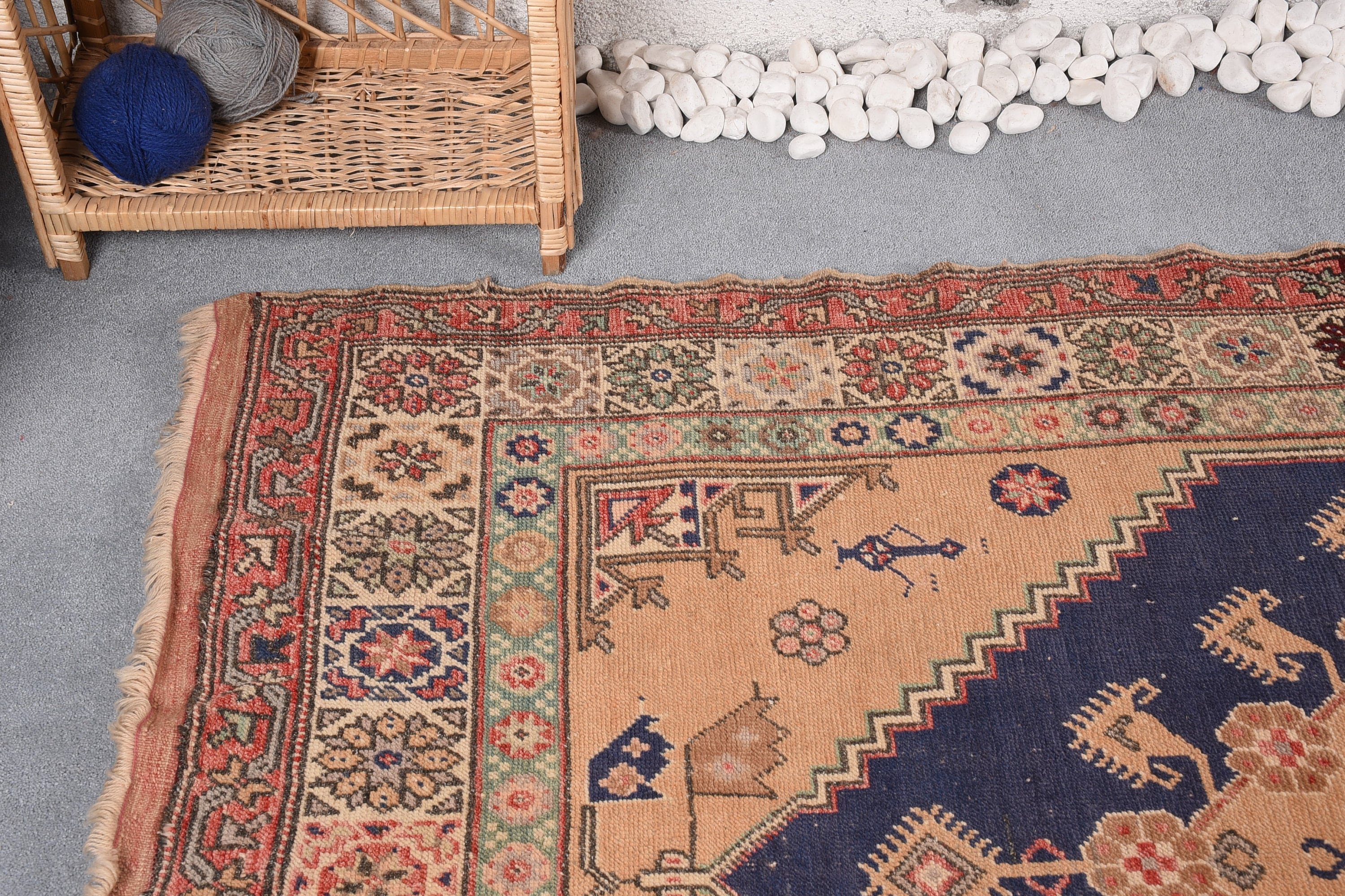 Nursery Rugs, Turkish Rug, Moroccan Rugs, Living Room Rug, Kitchen Rug, 4.6x7.6 ft Area Rug, Rugs for Floor, Vintage Rug, Orange Cool Rug
