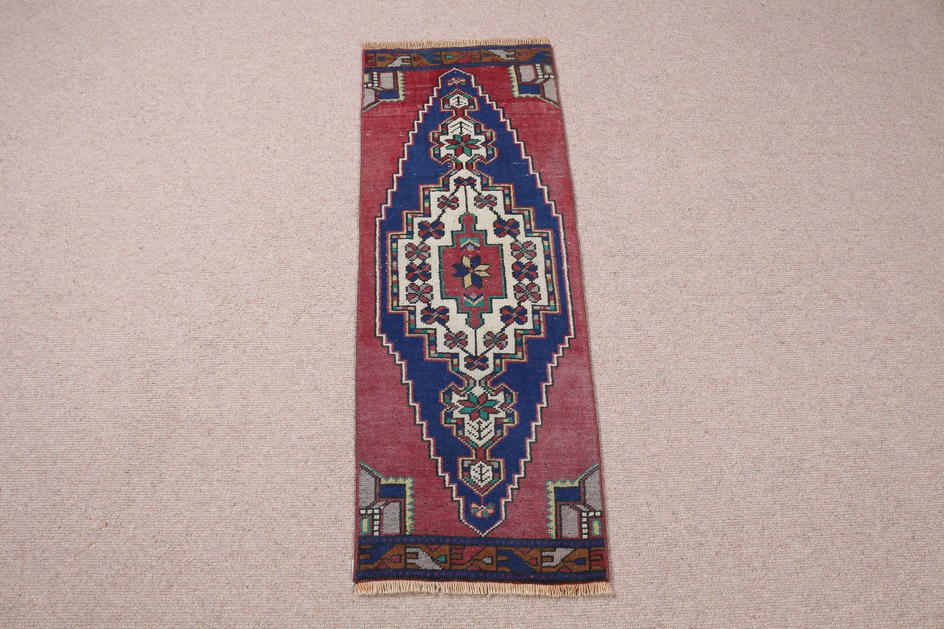 Turkish Rugs, Bedroom Rugs, Rugs for Nursery, Eclectic Rug, Nursery Rug, Blue  1.2x3.2 ft Small Rug, Floor Rug, Vintage Rugs