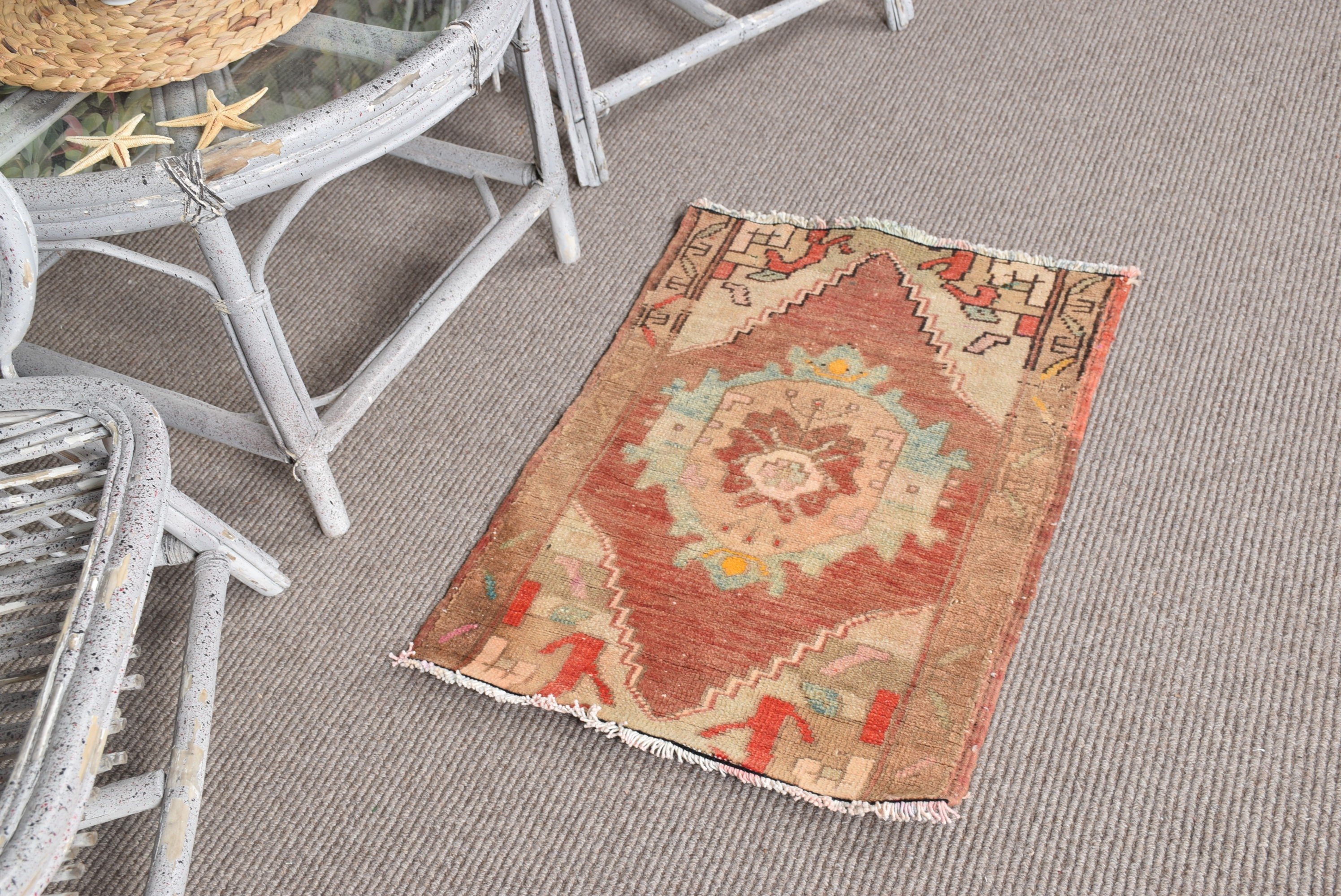 Moroccan Rugs, 1.7x2.5 ft Small Rugs, Brown Floor Rug, Anatolian Rug, Designer Rug, Turkish Rug, Kitchen Rugs, Vintage Rug, Car Mat Rugs