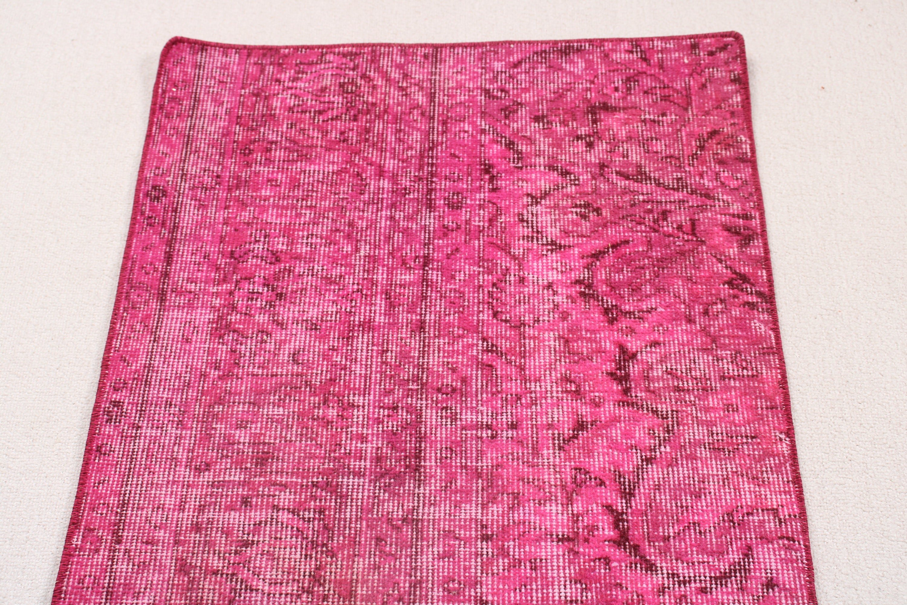 Car Mat Rug, Turkish Rugs, Vintage Rug, 2x3.9 ft Small Rugs, Wall Hanging Rugs, Neutral Rugs, Home Decor Rugs, Pink Geometric Rugs