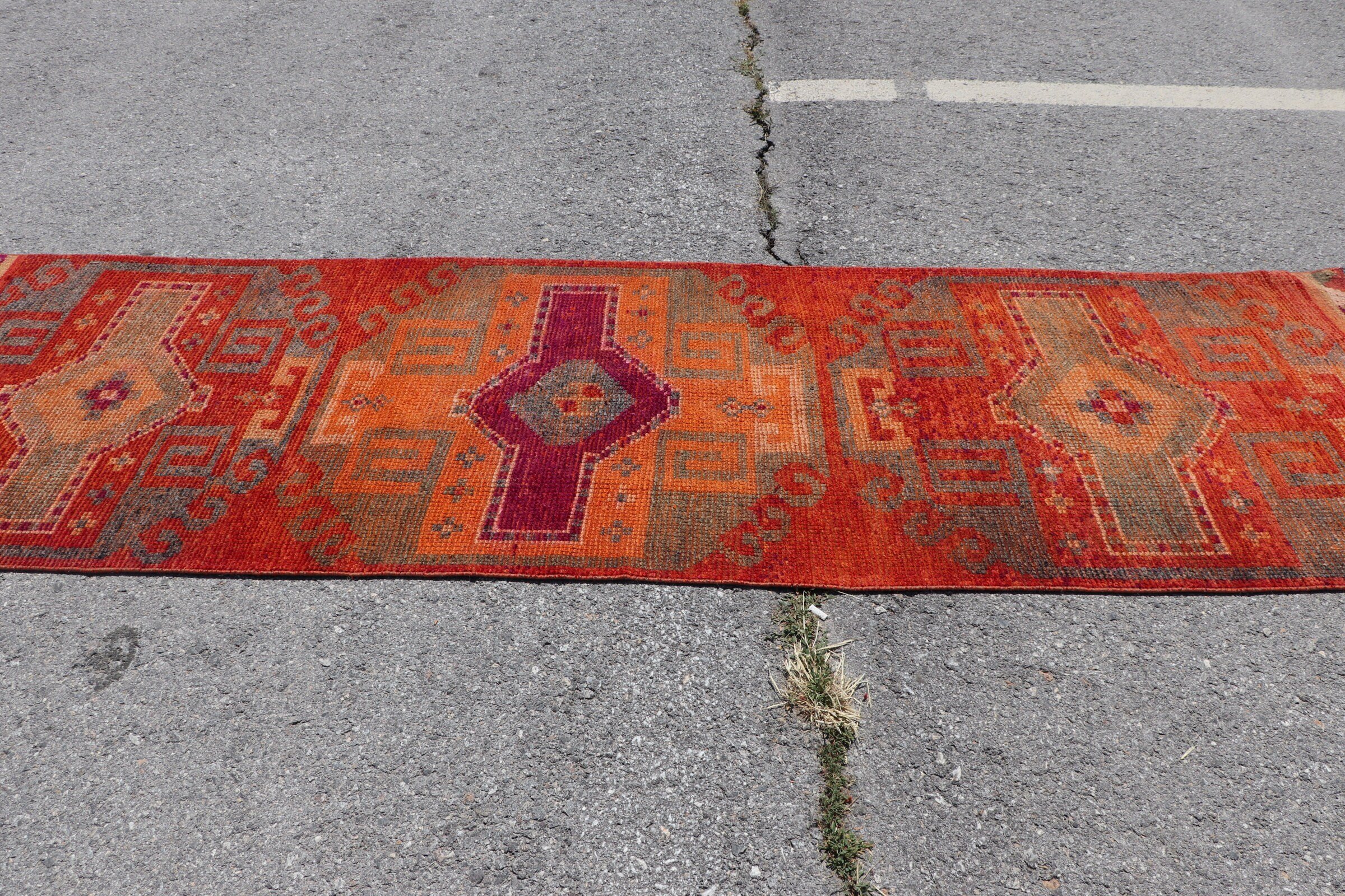 Orange Anatolian Rug, Vintage Rugs, Turkish Rug, 3x10.3 ft Runner Rug, Custom Rug, Corridor Rug, Hallway Rug, Anatolian Rugs