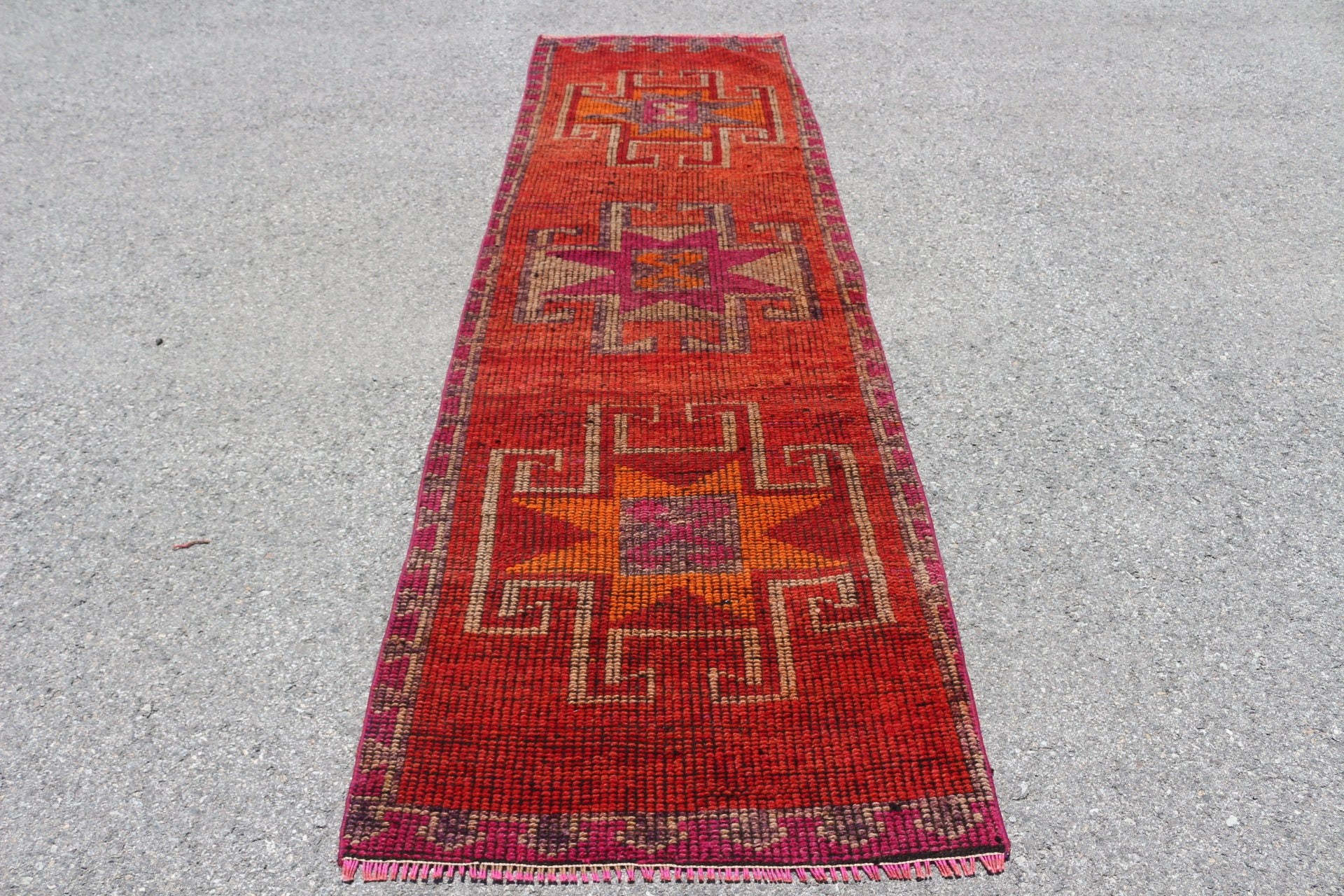 Anatolian Rug, Wool Rug, 3x10.6 ft Runner Rug, Red Bedroom Rugs, Rugs for Stair, Pale Rug, Vintage Rugs, Stair Rugs, Retro Rug, Turkish Rug