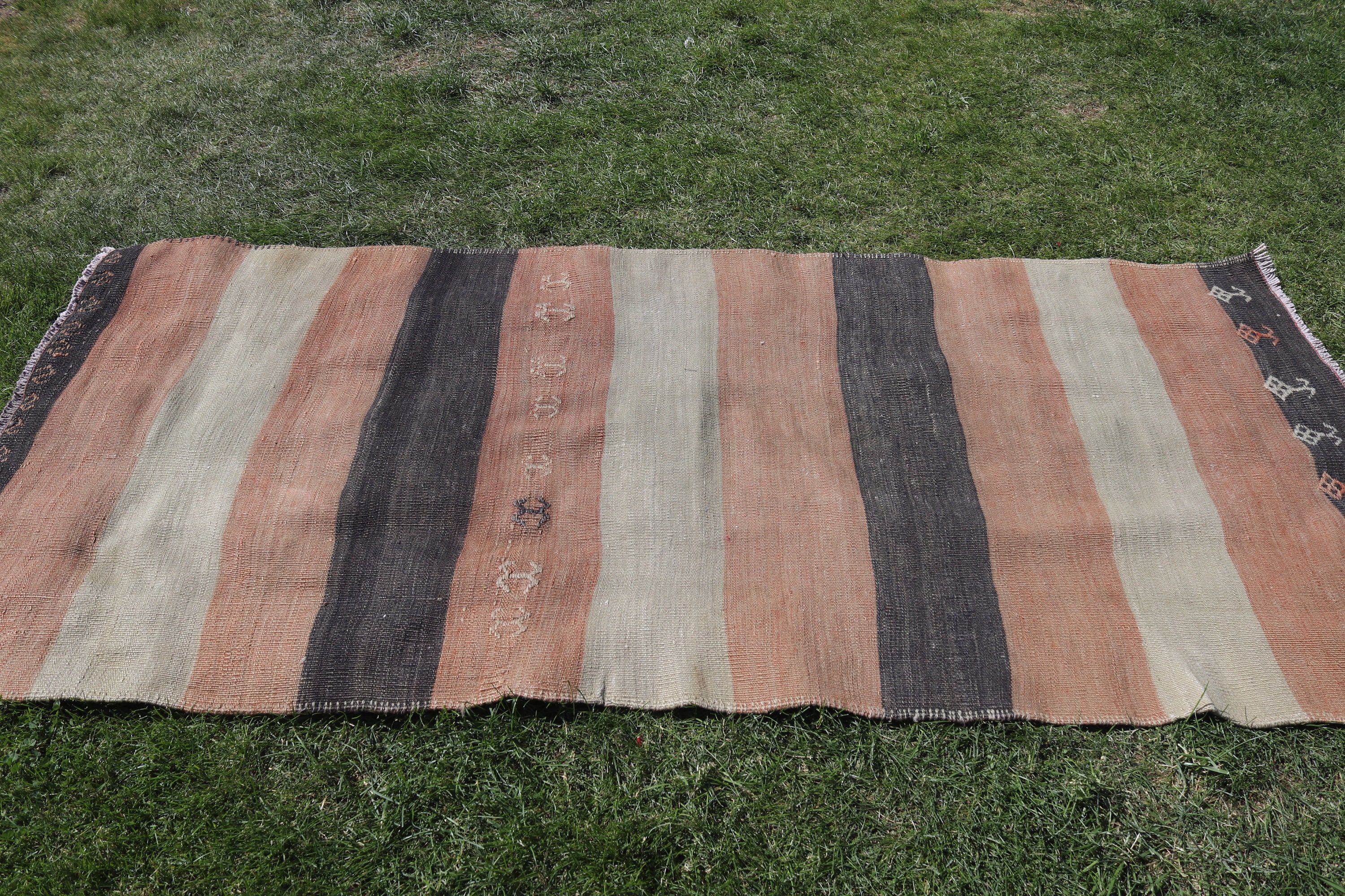 Vintage Alan Halısı, Boho Alanı için Halılar, Yün Halılar, Vintage Halı, 3,6x7,7 ft Alan Halıları, Bej Oryantal Halı, Kilim, Türk Halıları