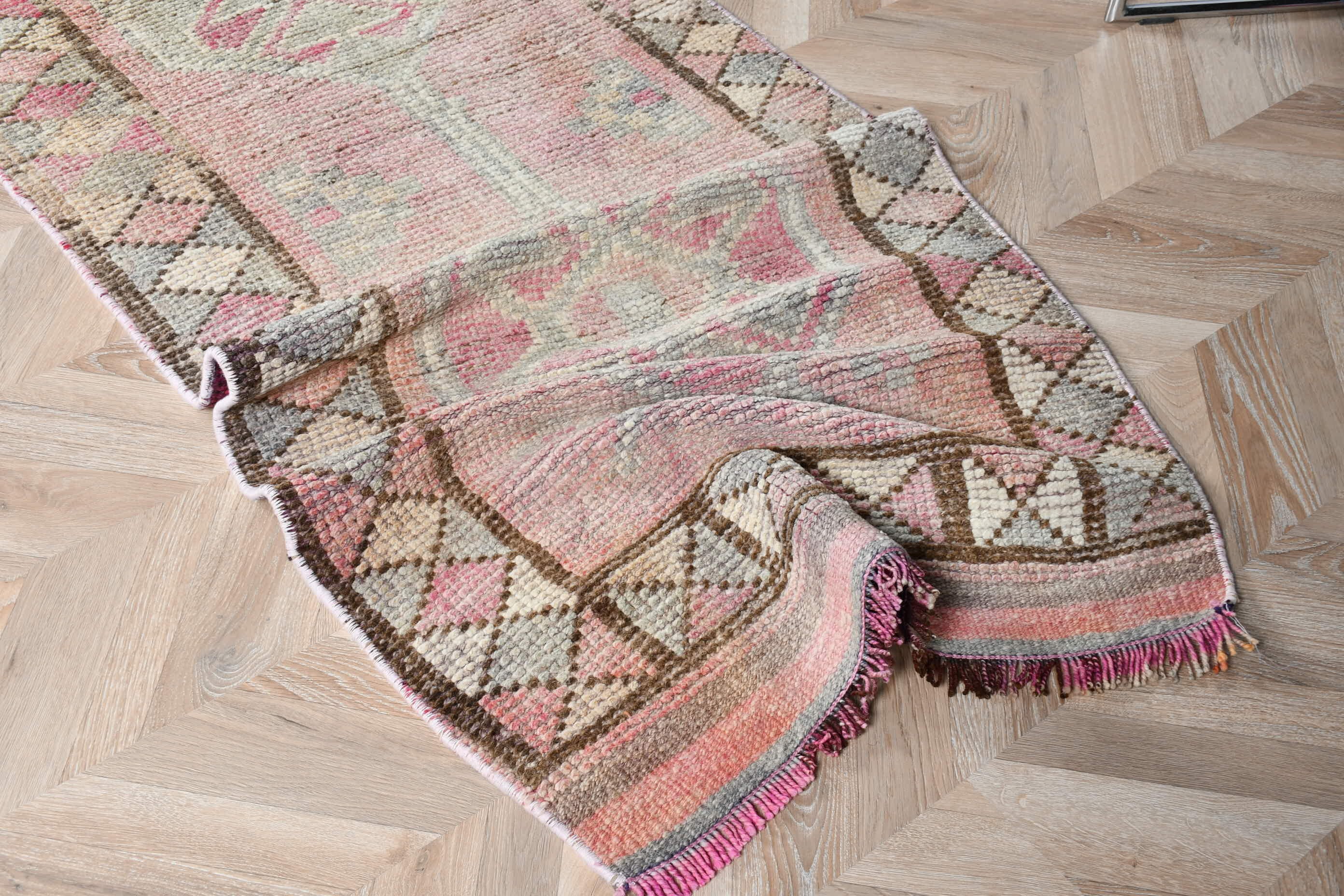 Vintage Halılar, Merdiven Halısı, Pembe Mutfak Halısı, Türk Halısı, Yatak Odası Halısı, Yün Halısı, Eski Halı, 2.4x9 ft Yolluk Halısı, Mutfak Halıları, Özel Halı