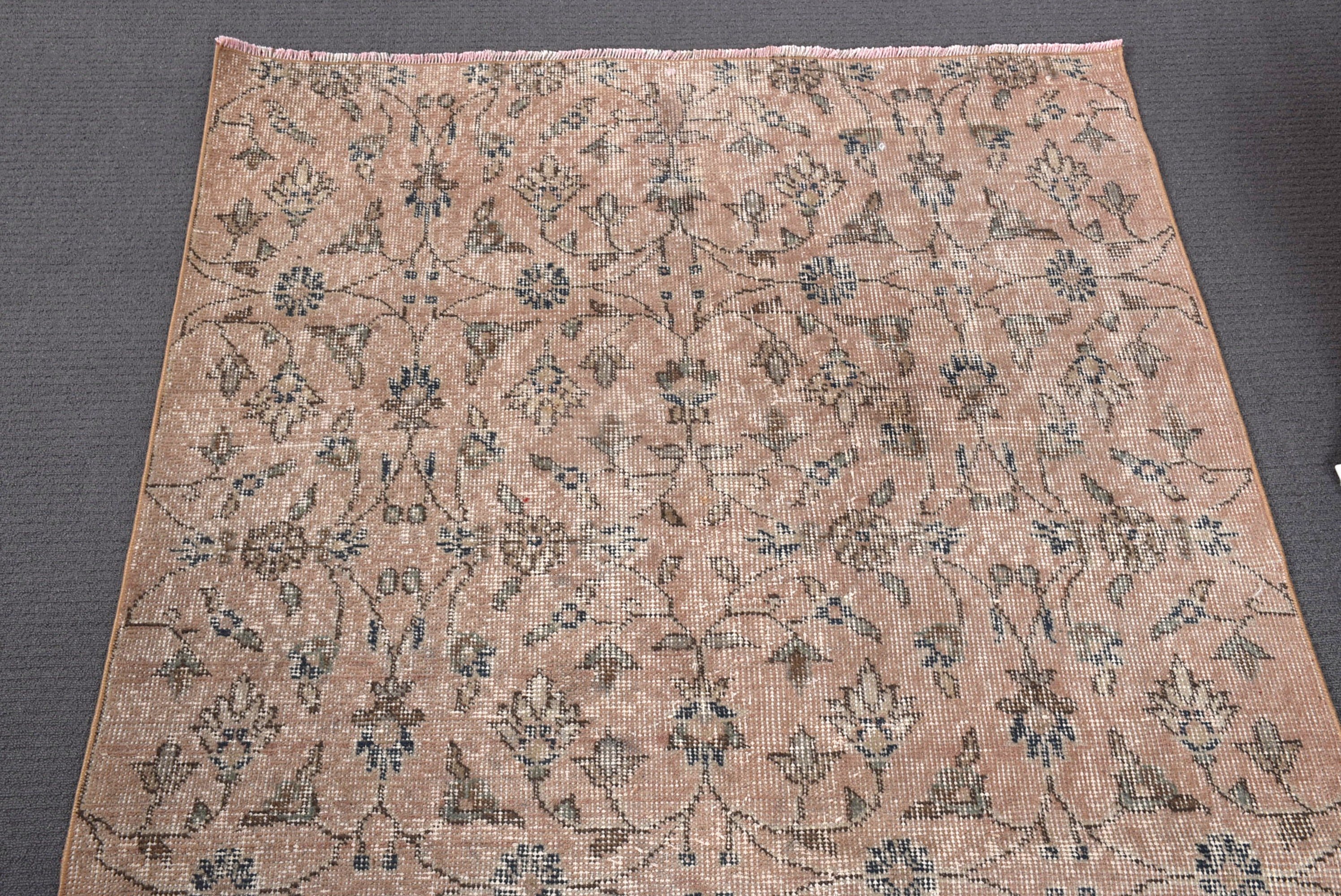 Boho Vurgulu Halı, Vintage Halılar, Pembe Açıklamalı Halılar, Lüks Halı, Oushak Halı, 3.6x6.3 ft Aksan Halıları, Türk Halıları, Dekoratif Halılar