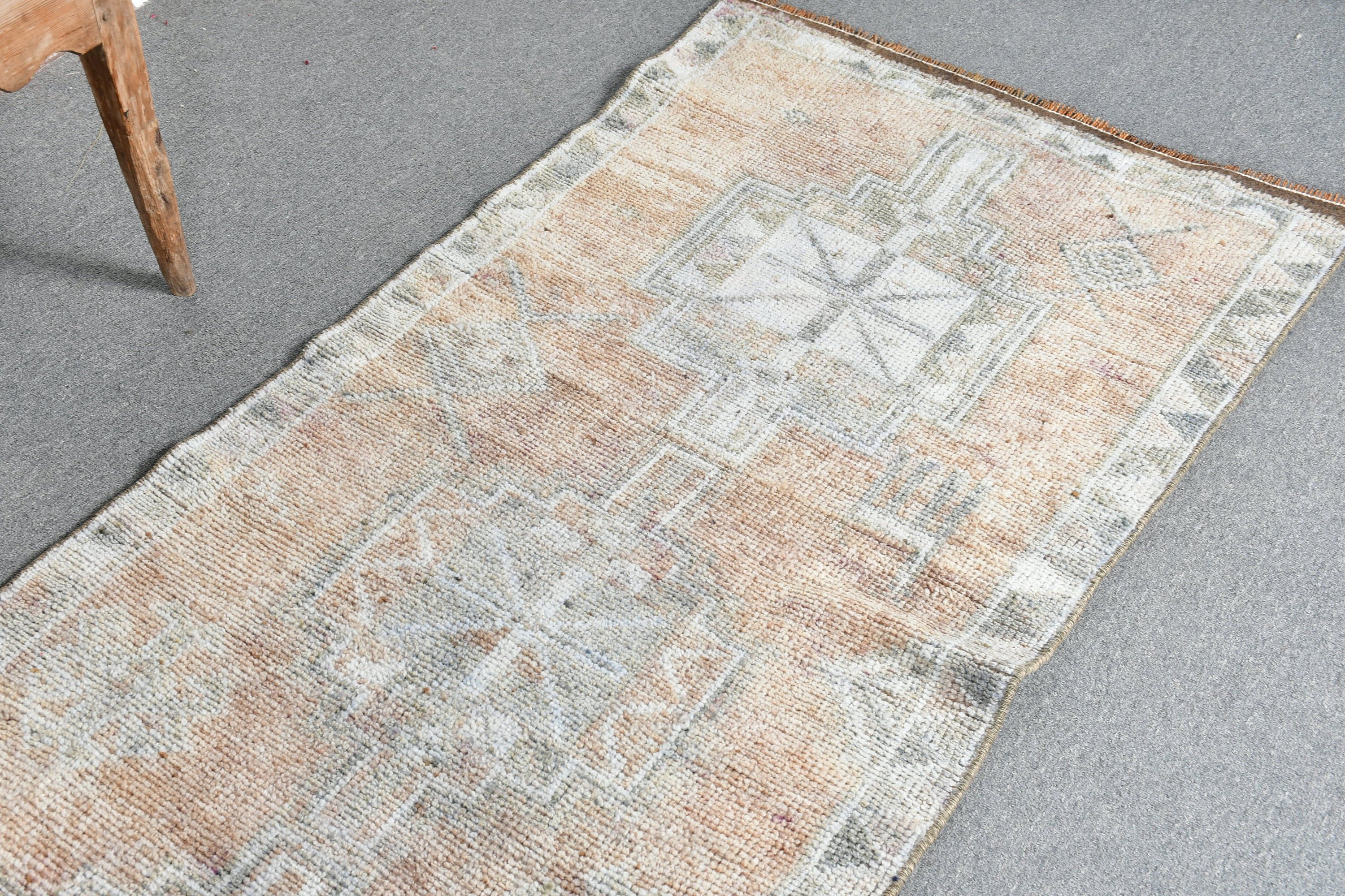 Vintage Rugs, Rugs for Hallway, 2.7x12.9 ft Runner Rug, Brown Floor Rug, Pale Rug, Corridor Rugs, Turkish Rug, Anatolian Rug, Antique Rug