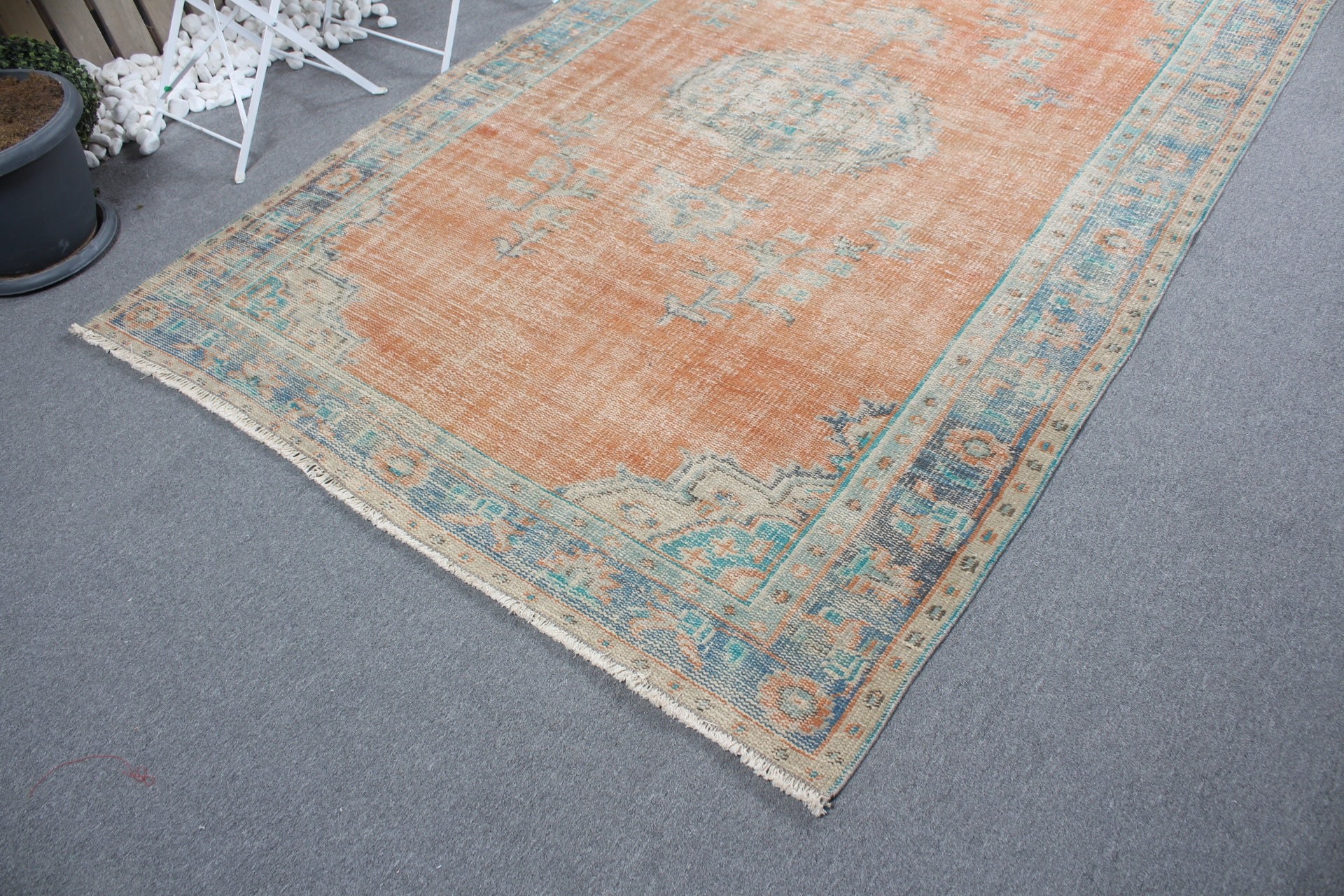 Bedroom Rug, Orange Floor Rug, Moroccan Rug, Living Room Rug, 5.4x8.5 ft Large Rug, Rugs for Salon, Turkish Rug, Vintage Rug