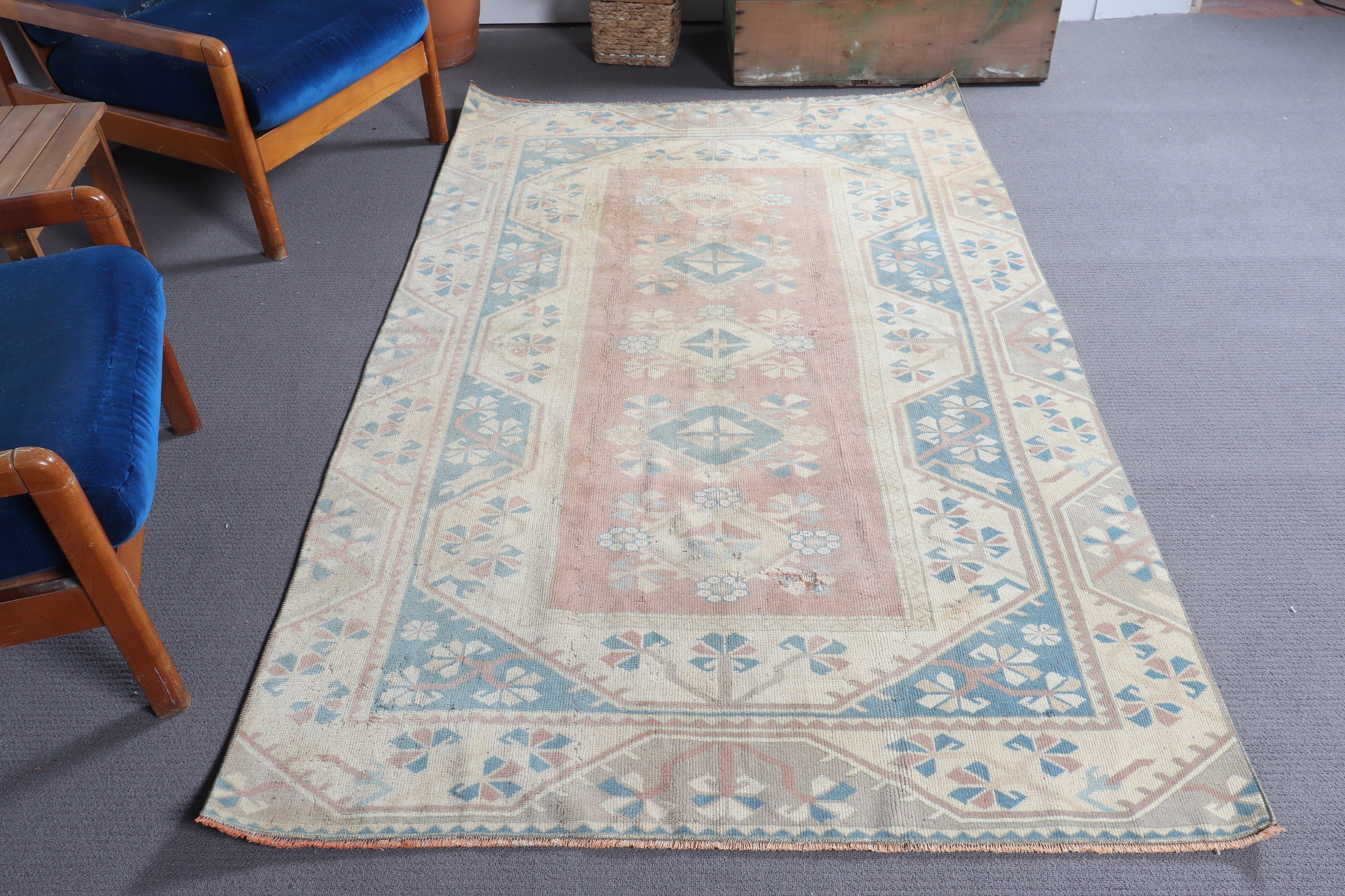 Bej Fas Halısı, İç Mekan Halıları, 4.6x7.4 ft Alan Halıları, Yatak Odası Halısı, İç Mekan Halıları, Türk Halıları, Retro Halı, Fas Halısı, Vintage Halı