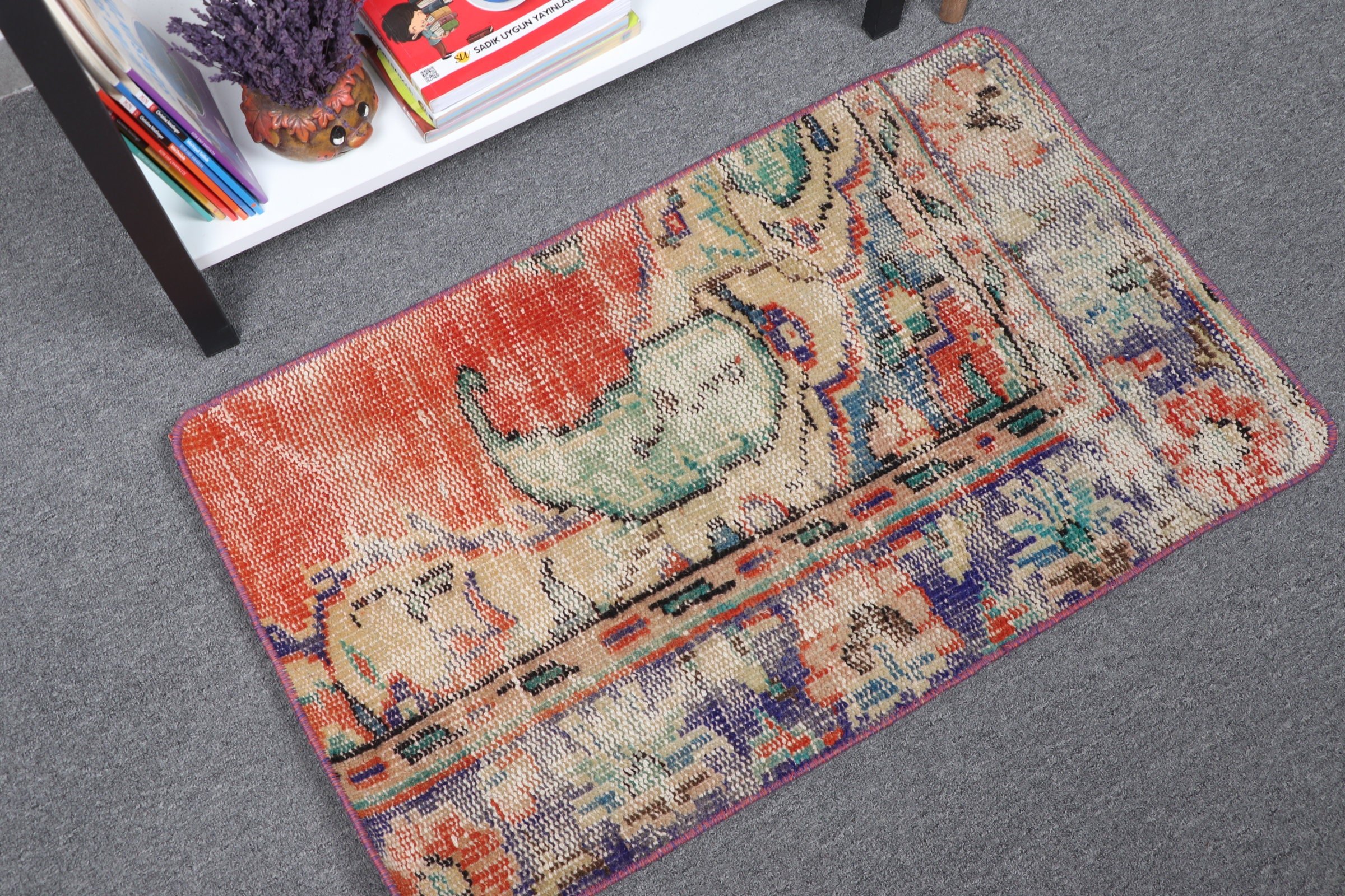 Vintage Rug, Entry Rug, Kitchen Rug, Cute Rugs, Turkish Rug, Rugs for Wall Hanging, Antique Rug, Red  1.7x2.9 ft Small Rug