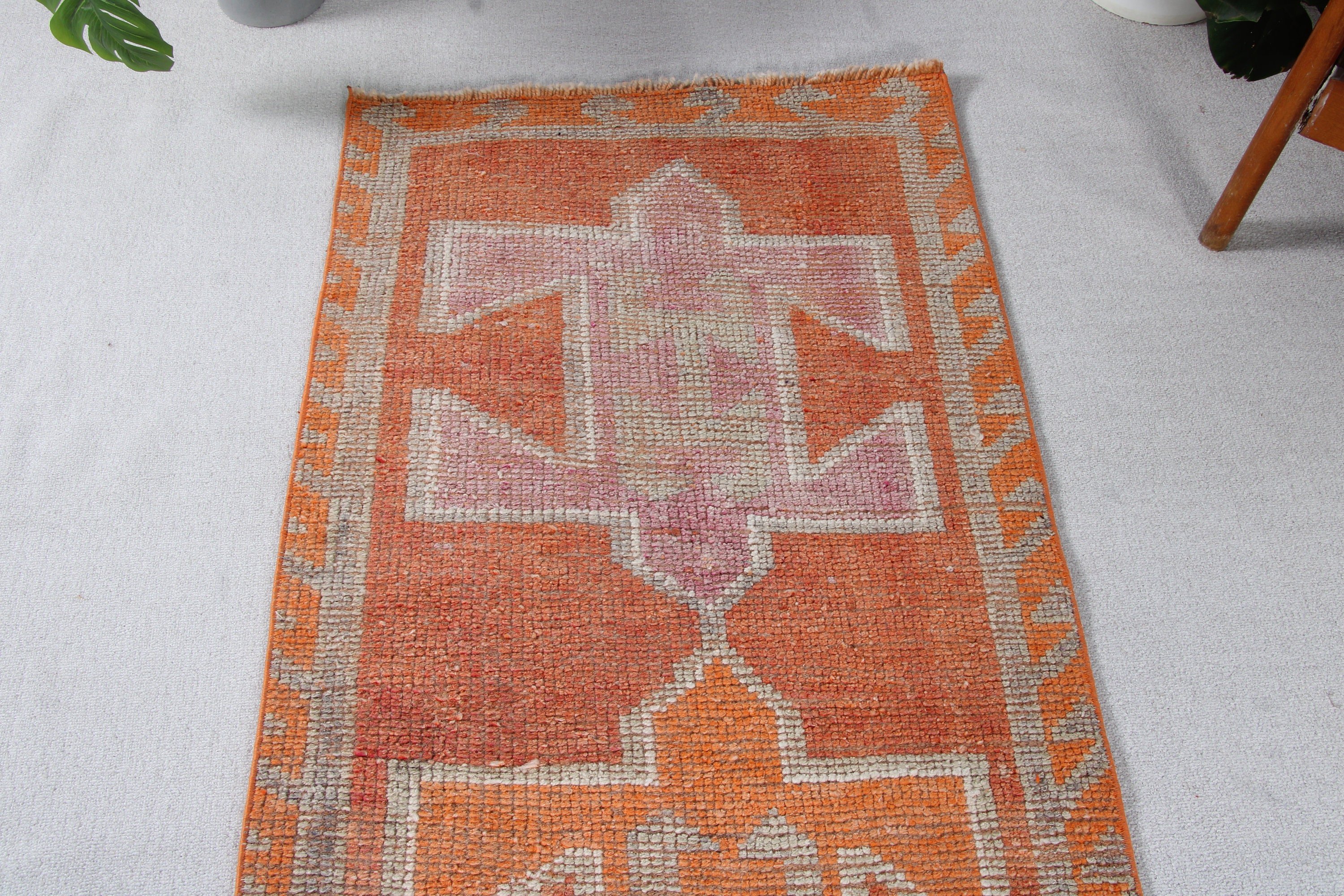 Handwoven Rugs, 2.7x10.5 ft Runner Rugs, Turkish Rugs, Corridor Rugs, Floor Rugs, Boho Rugs, Orange Handwoven Rugs, Vintage Rugs, Stair Rug