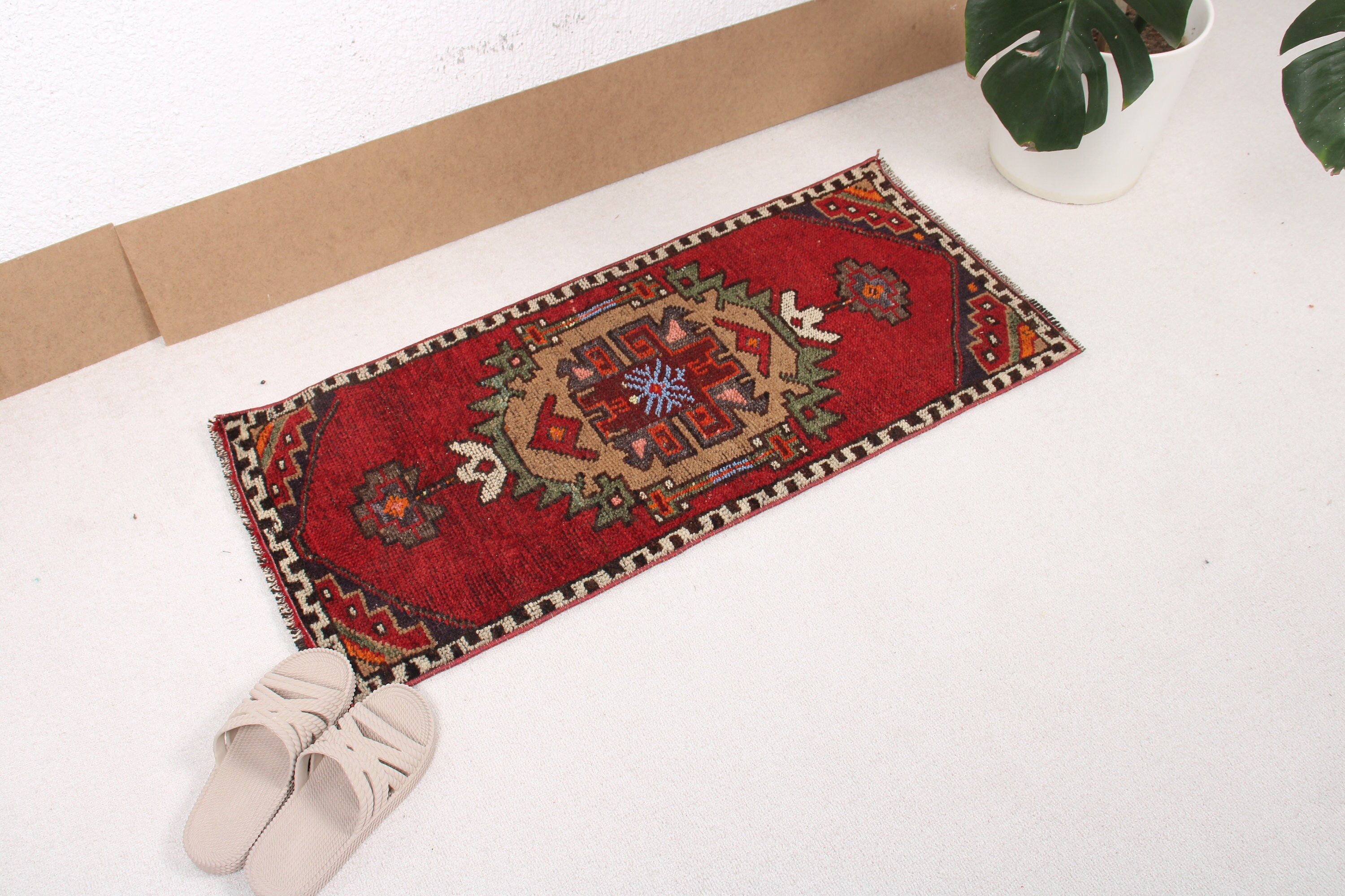 Ethnic Rug, Bedroom Rug, Wall Hanging Rugs, Turkish Rug, 1.5x3.3 ft Small Rugs, Red Bedroom Rugs, Vintage Rug, Small Area Rug