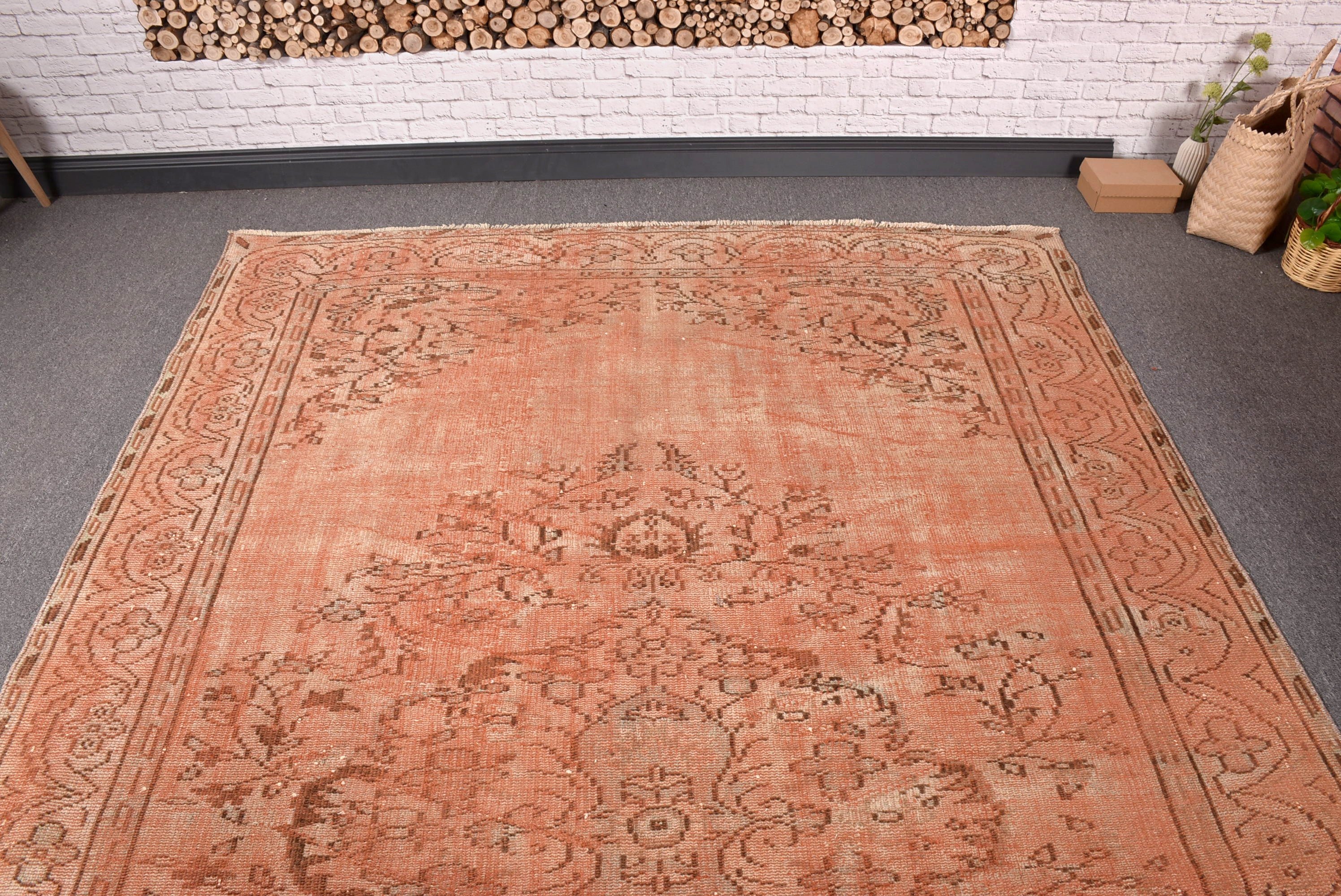 Pembe Modern Halılar, Yatak Odası Halısı, Türk Halısı, Vintage Halı, Yer Halısı, Büyük Boho Halıları, 6.3x9.7 ft Büyük Halı, Büyük Vintage Halı