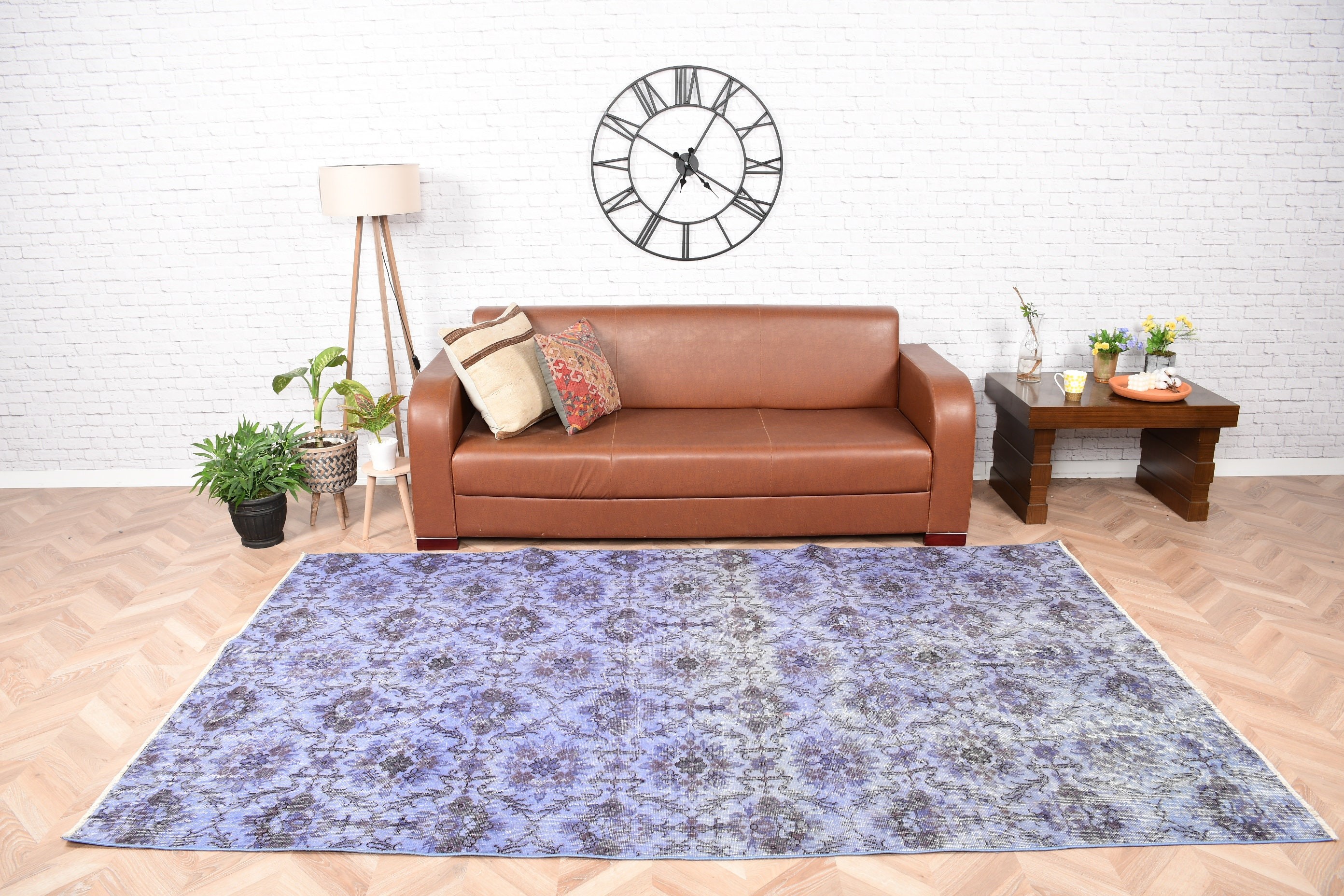 Vintage Rug, Rugs for Bedroom, 5.4x9 ft Large Rug, Oriental Rug, Living Room Rug, Turkish Rug, Art Rug, Oushak Rugs, Purple Bedroom Rugs