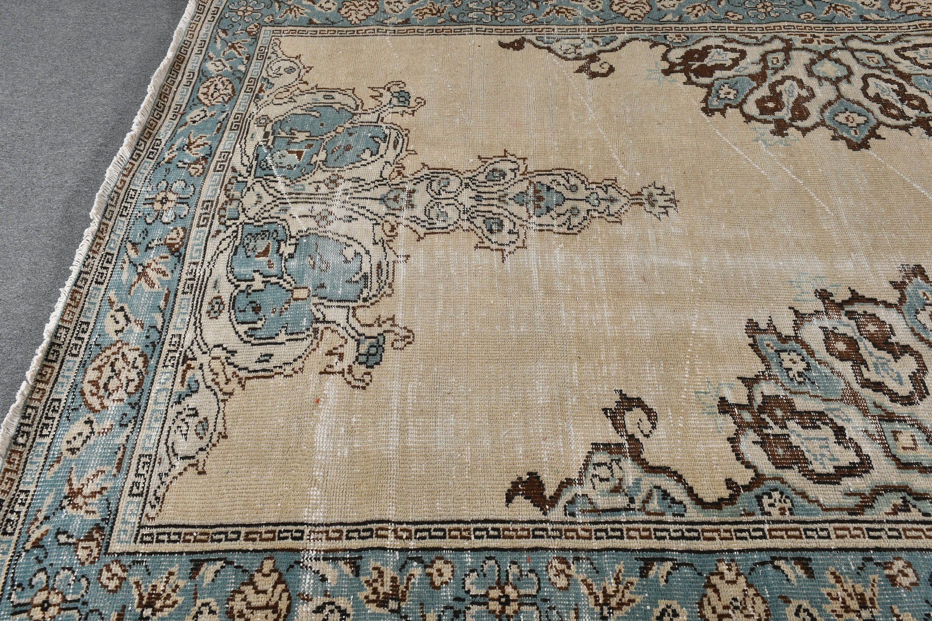 Turkish Rug, Home Decor Rug, Dining Room Rug, 6.1x10.2 ft Large Rugs, Oriental Rugs, Rugs for Salon, Vintage Rugs, Beige Bedroom Rug