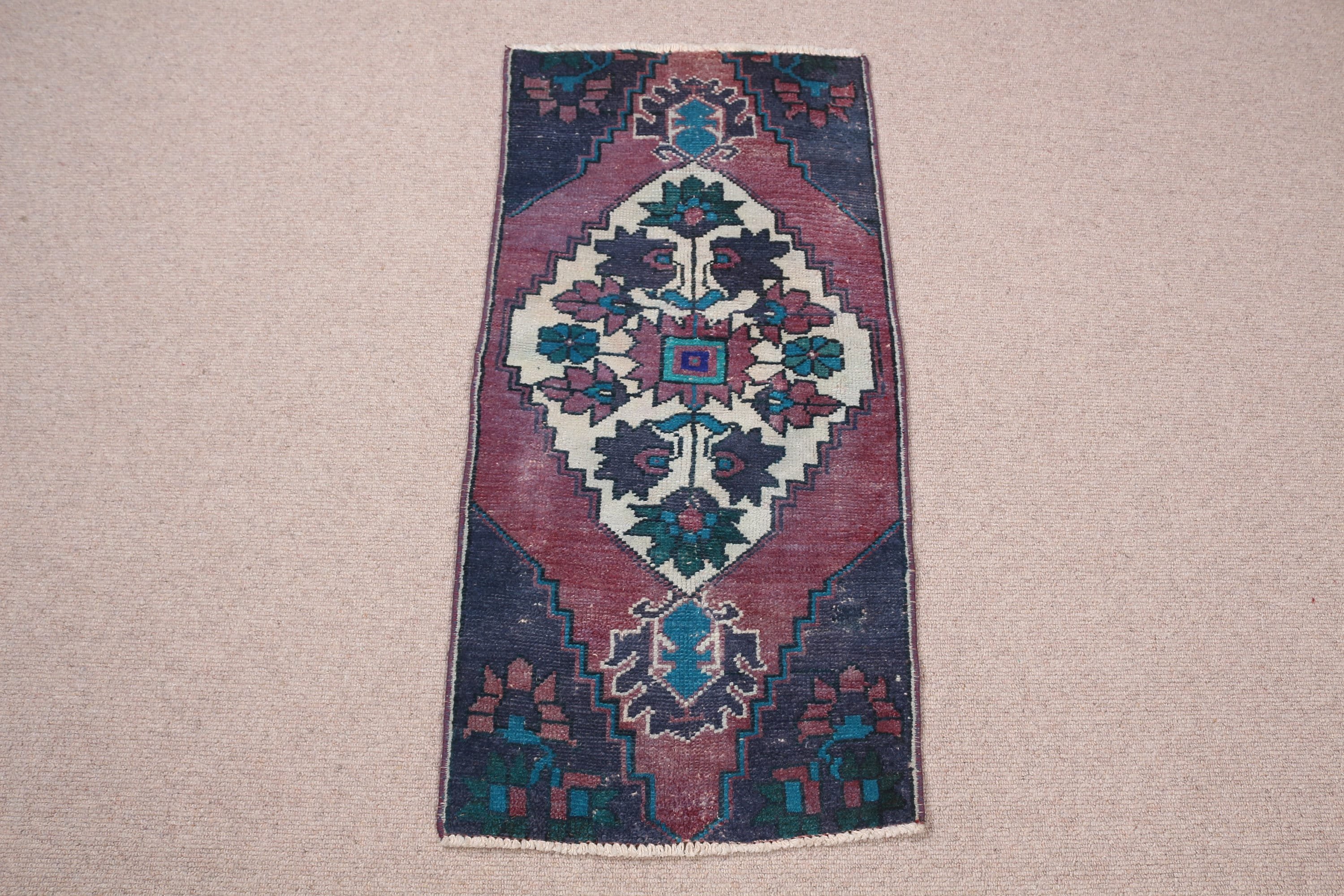 Rugs for Door Mat, Turkish Rug, Blue Wool Rug, 1.5x3 ft Small Rug, Car Mat Rug, Anatolian Rug, Vintage Rug, Bathroom Rug, Oriental Rug