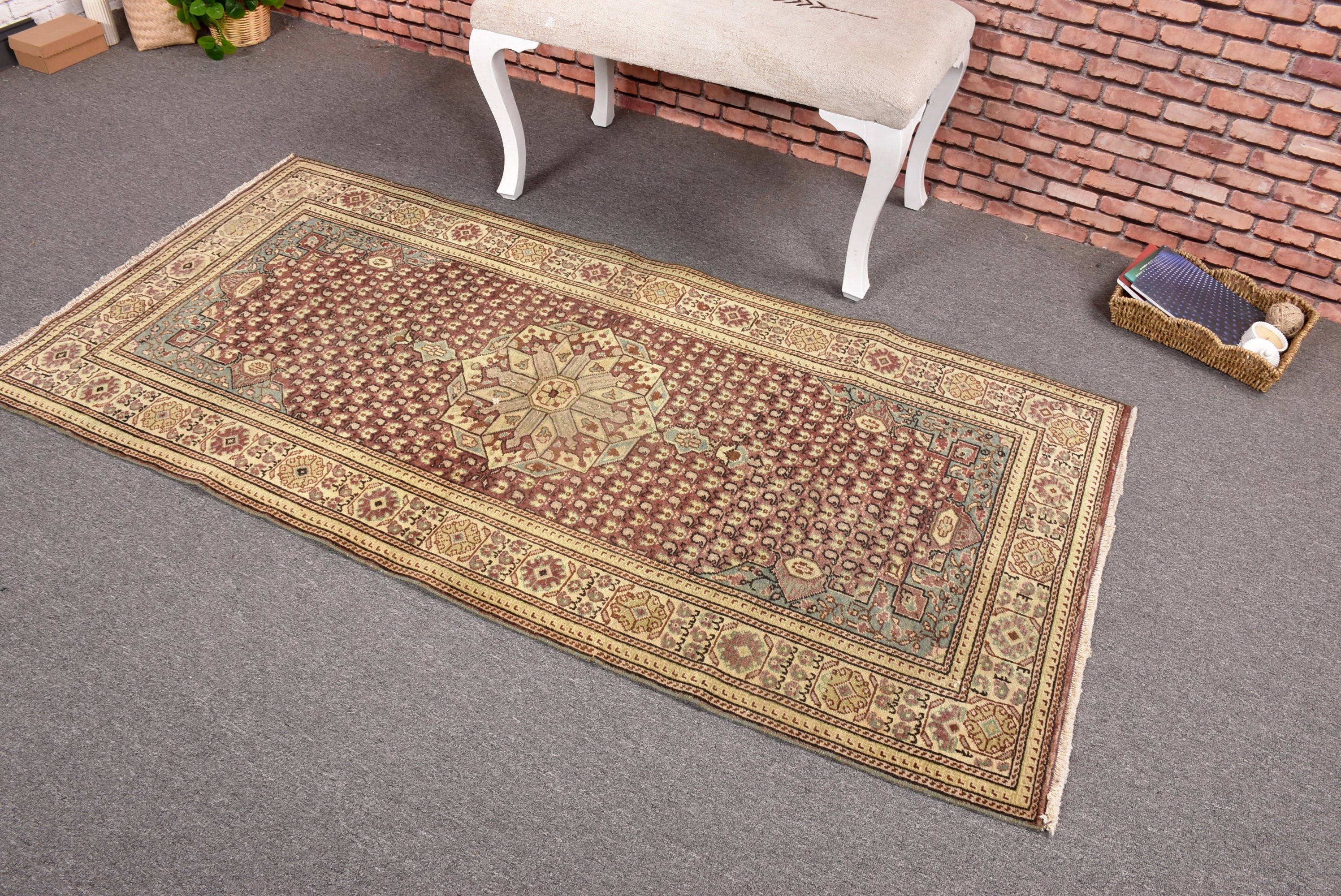 Türk Halısı, Yatak Odası Halıları, Vintage Halılar, Yatak Odası Halıları, 3,2x6,4 ft Aksan Halıları, Mor Oryantal Halılar, Yer Halıları, Açıklama Halısı