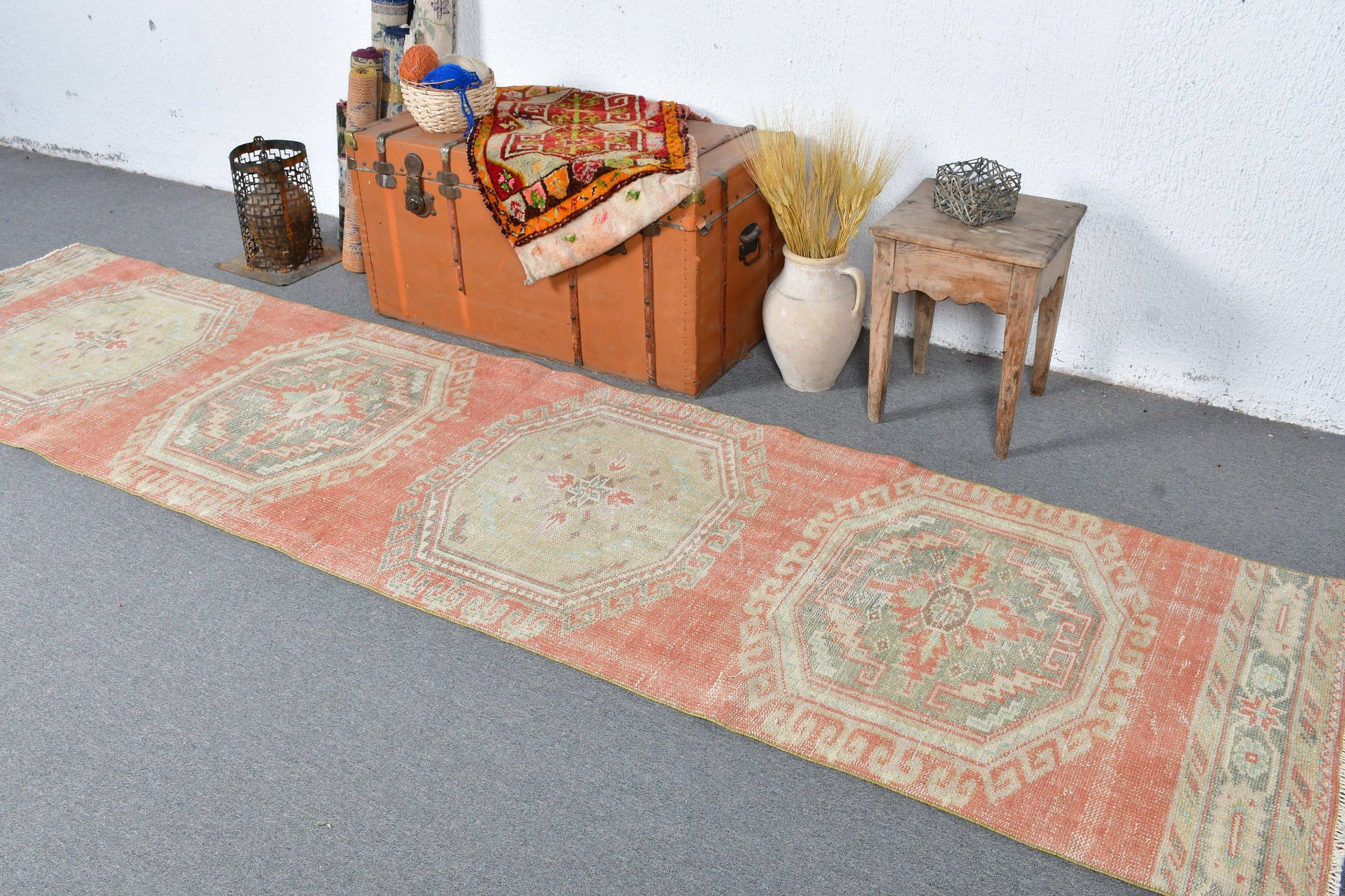 Corridor Rug, Art Rug, Red Bedroom Rug, Stair Rug, Wool Rug, Rugs for Corridor, Cool Rug, Vintage Rug, 2.8x11.5 ft Runner Rug, Turkish Rugs