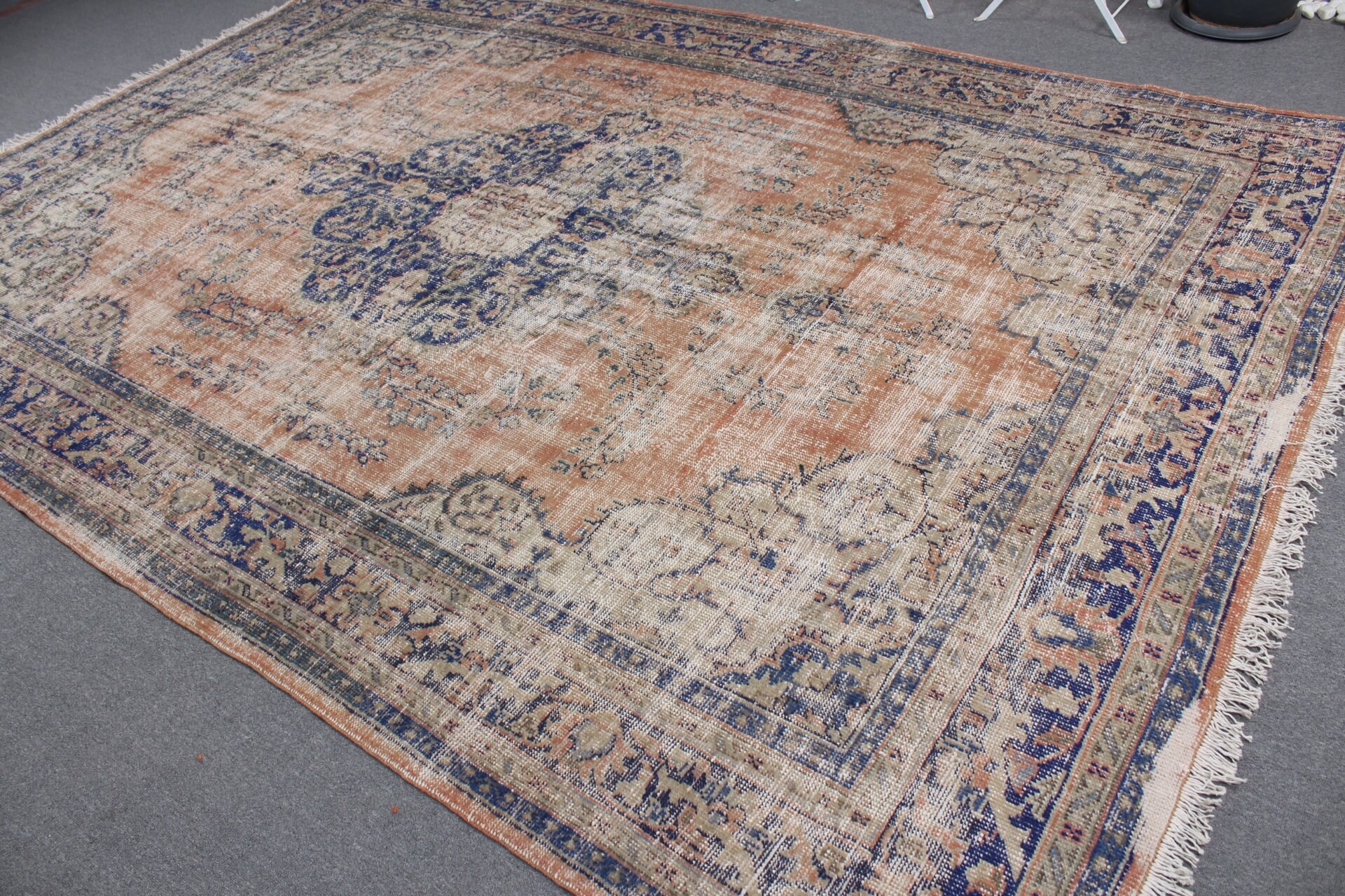 Salon Rug, Floor Rugs, Orange  8.5x11.8 ft Oversize Rug, Turkish Rug, Pastel Rug, Dining Room Rug, Oushak Rugs, Vintage Rugs