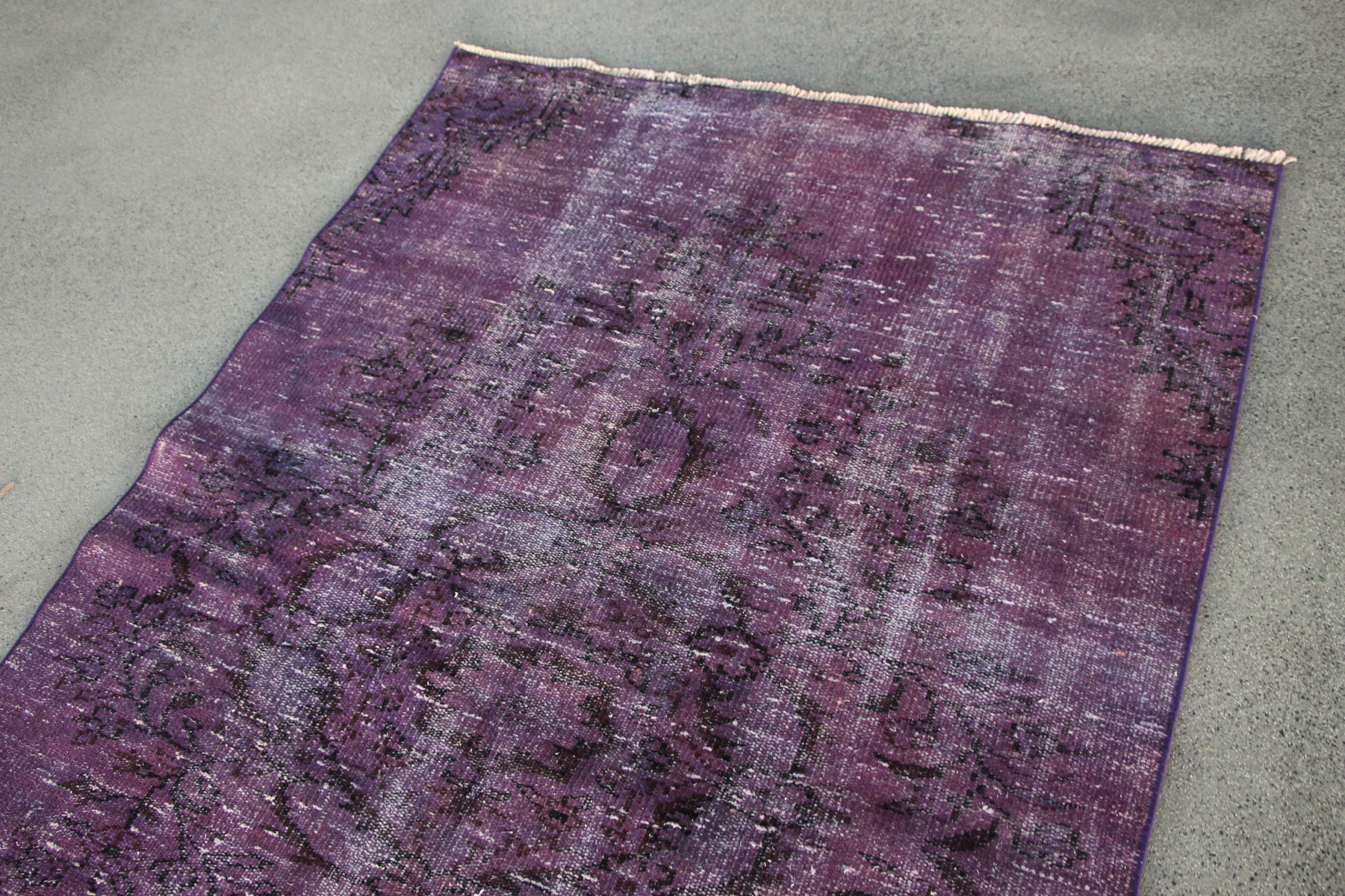 Vintage Rugs, Rugs for Area, Purple Wool Rugs, Bedroom Rugs, Dining Room Rug, Turkish Rugs, Antique Rug, 4.1x6.4 ft Area Rug, Muted Rug