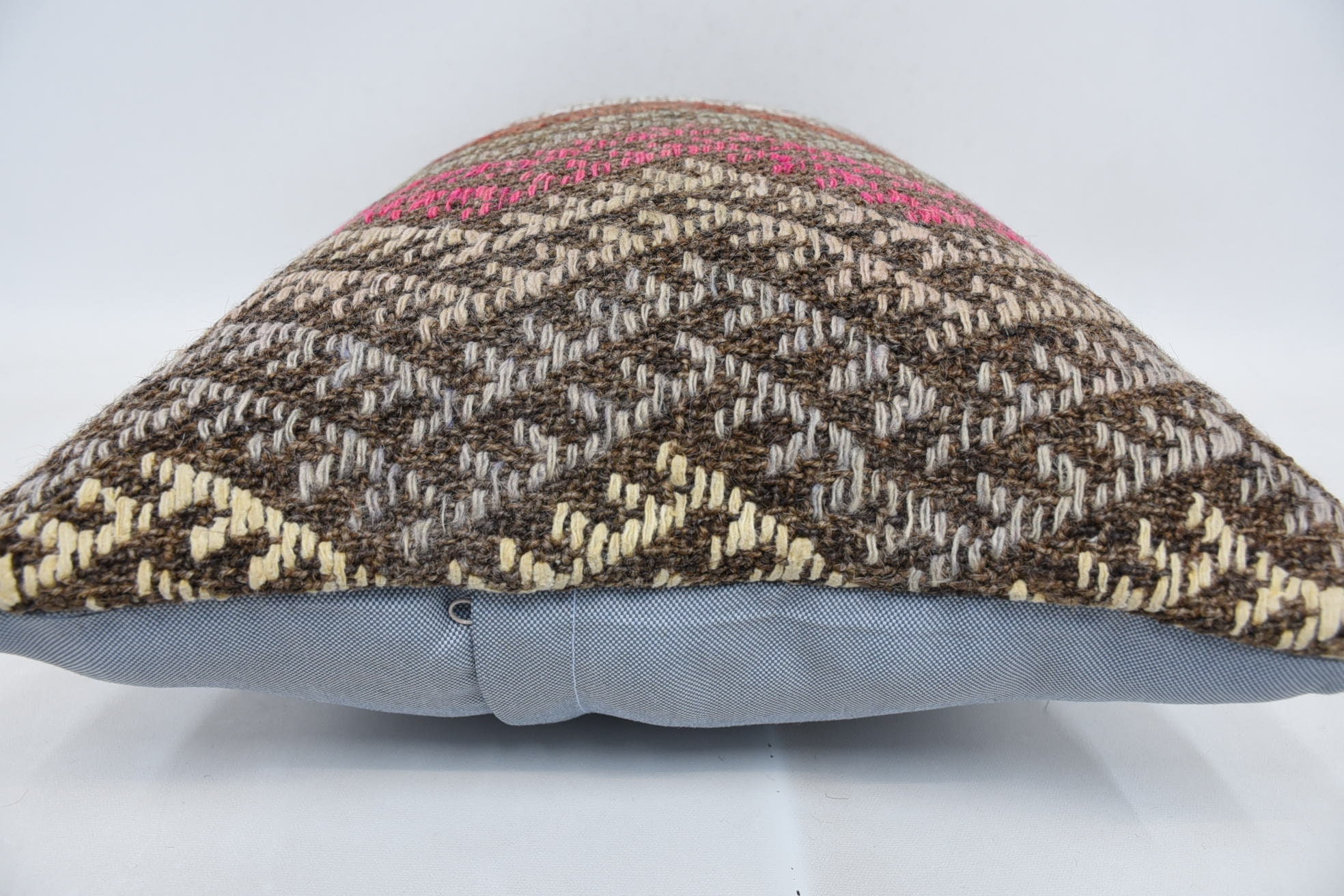 Vintage Throw Cushion Case, Boho Pillow Sham Cover, 16"x24" Pink Pillow Case, Turkish Kilim Pillow, Handmade Kilim Cushion